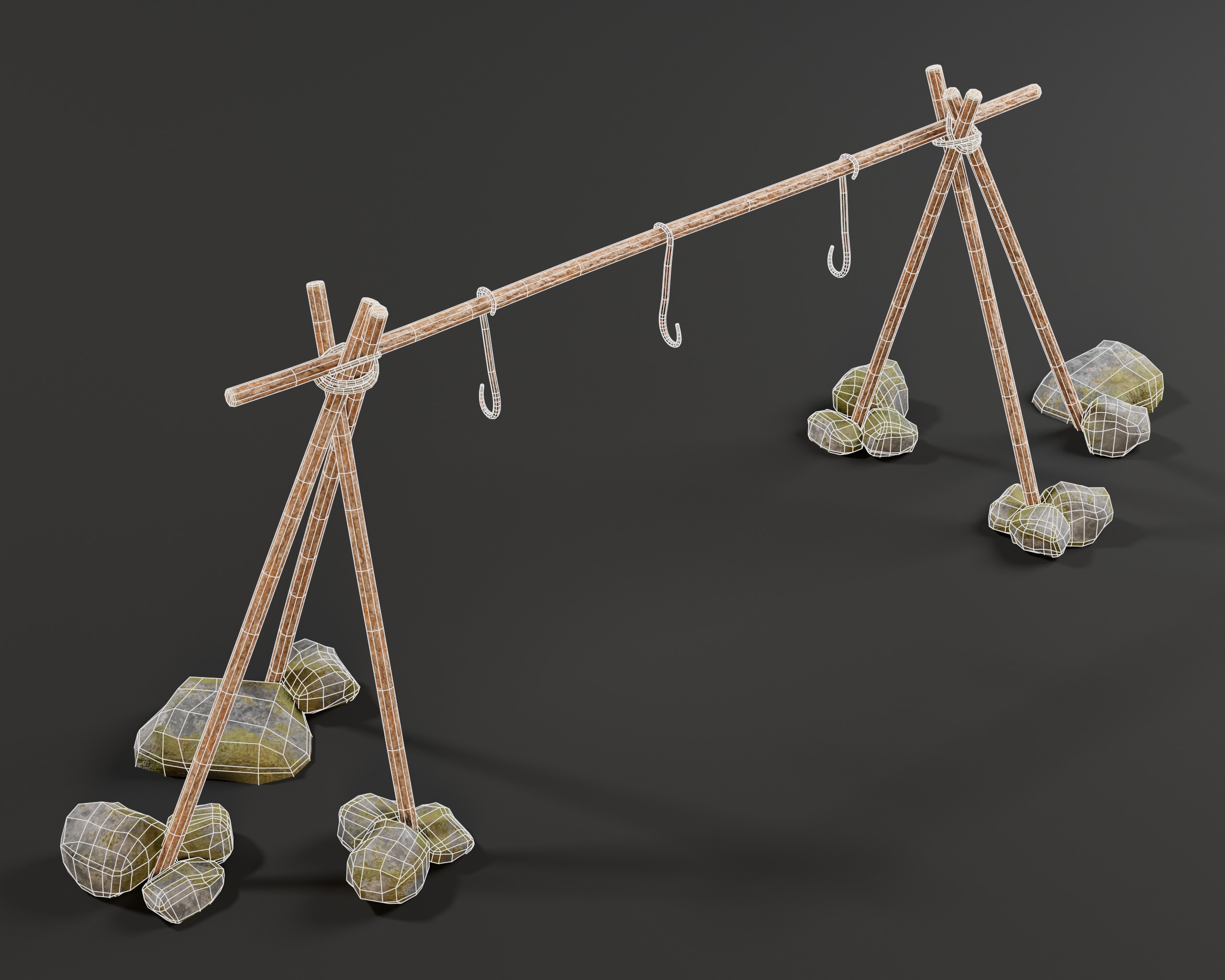 Food Drying Rack Low-poly 3D model_13