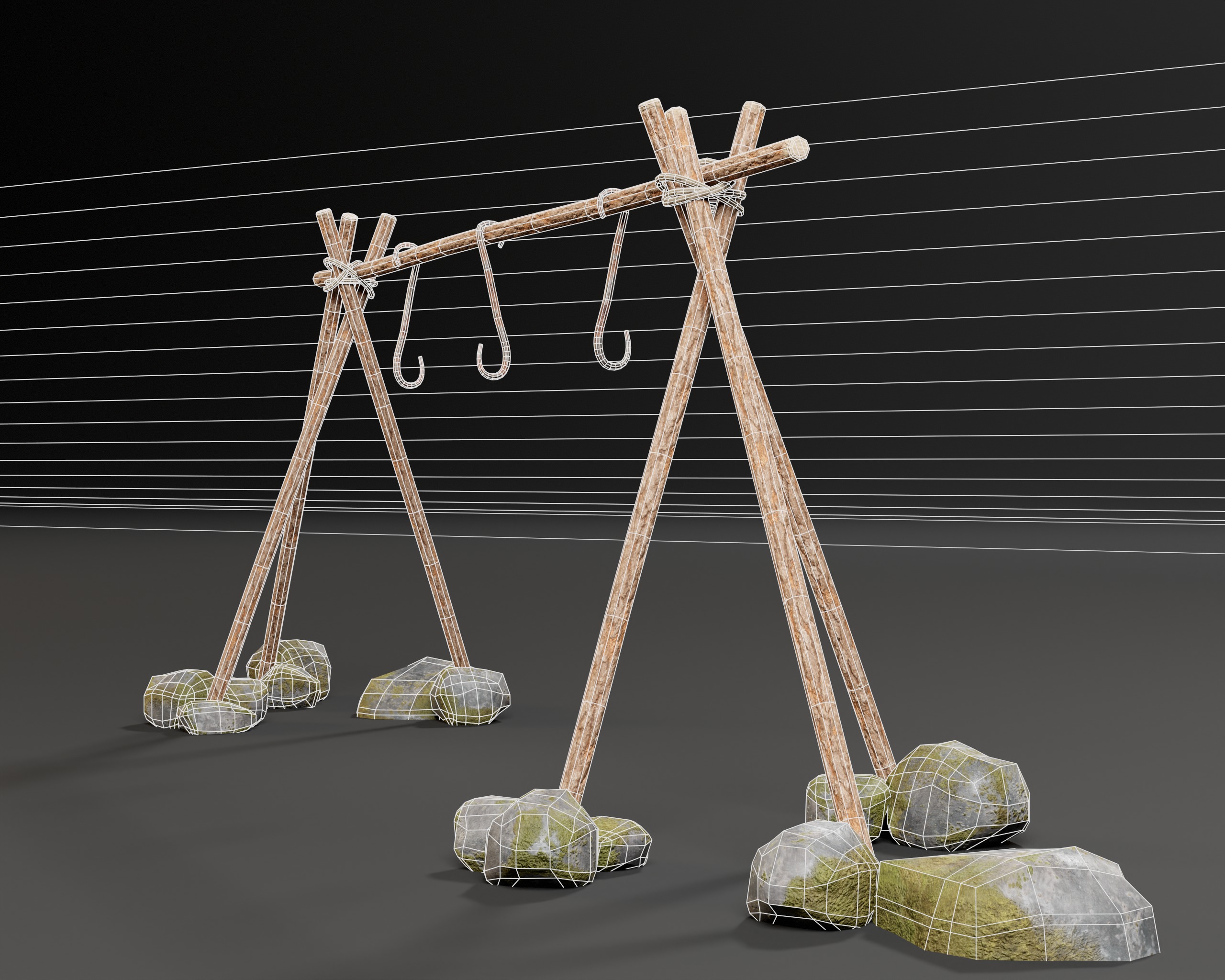 Food Drying Rack Low-poly 3D model_9