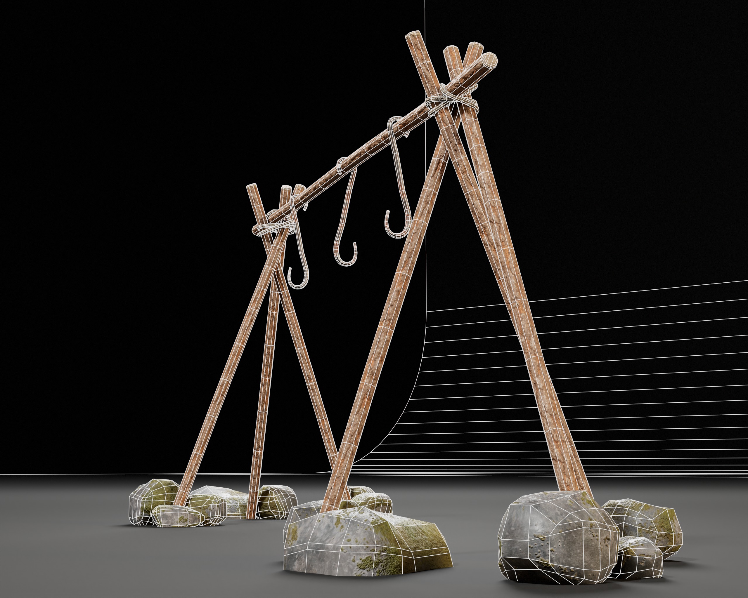 Food Drying Rack Low-poly 3D model_17