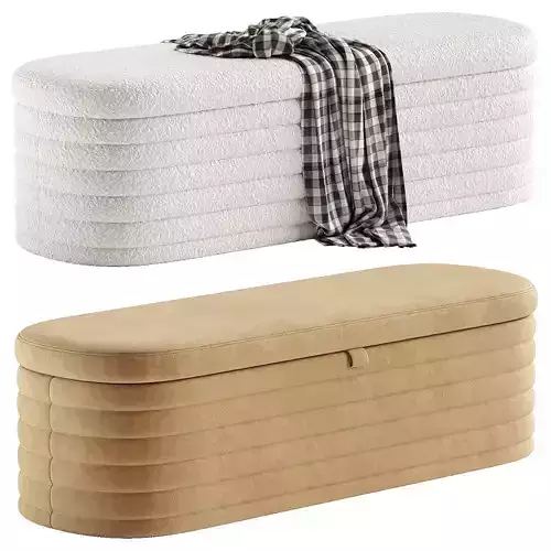 Upholstered Fabric Storage Bench 3D model