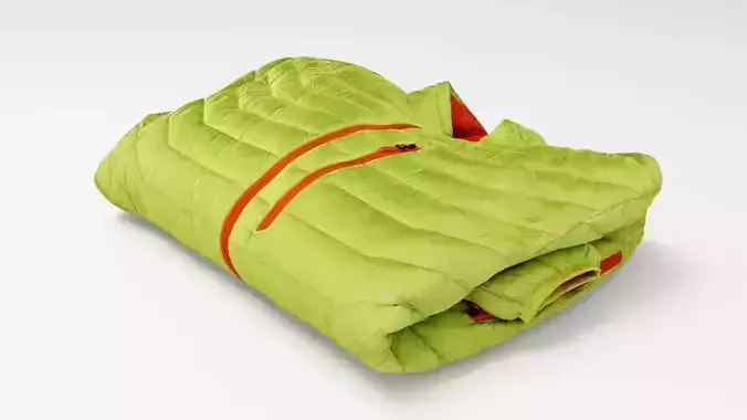 Light green down jacket generic folded for sport hiking 