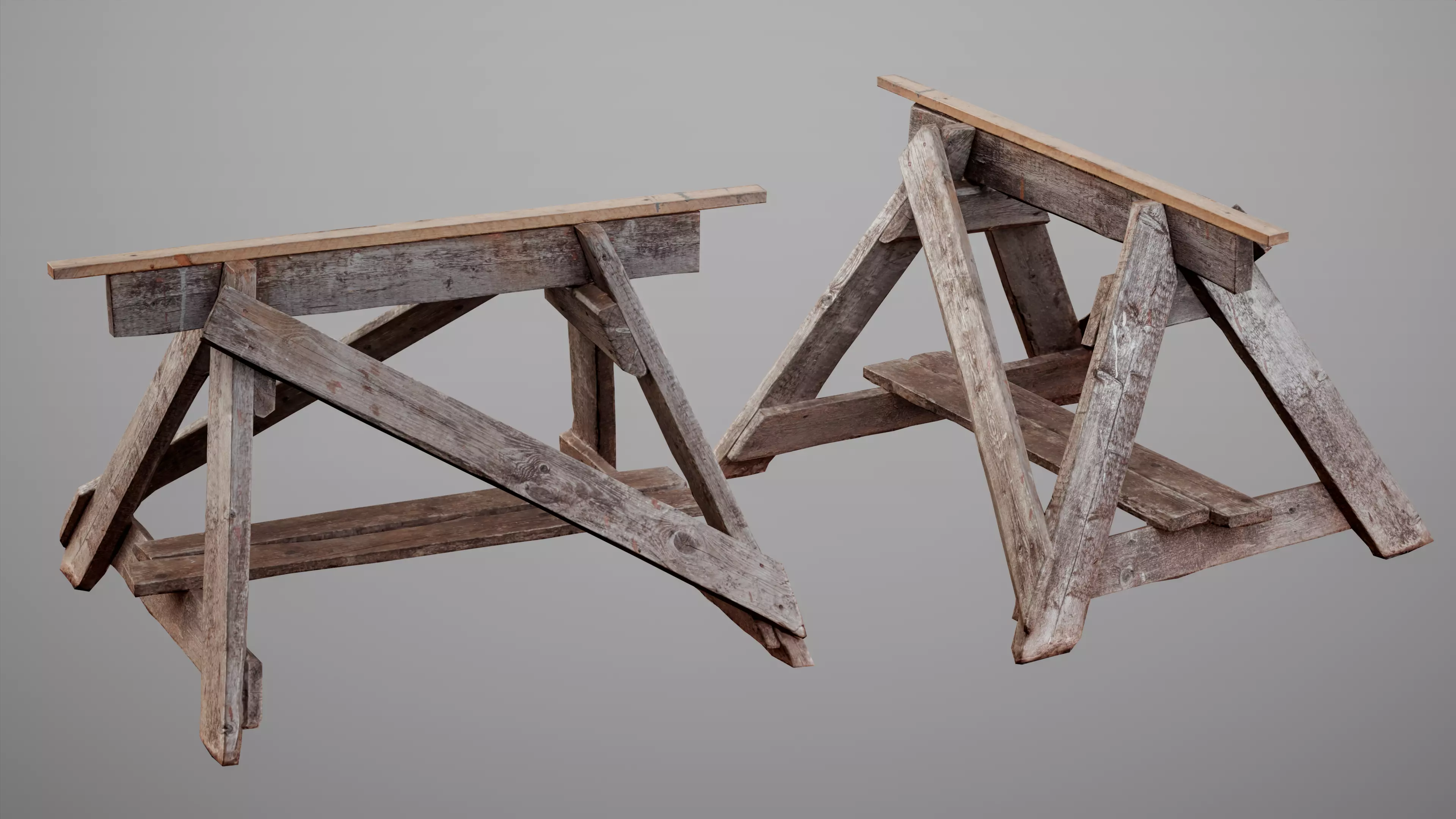 Wooden scaffolding photo scan Low-poly 3D model