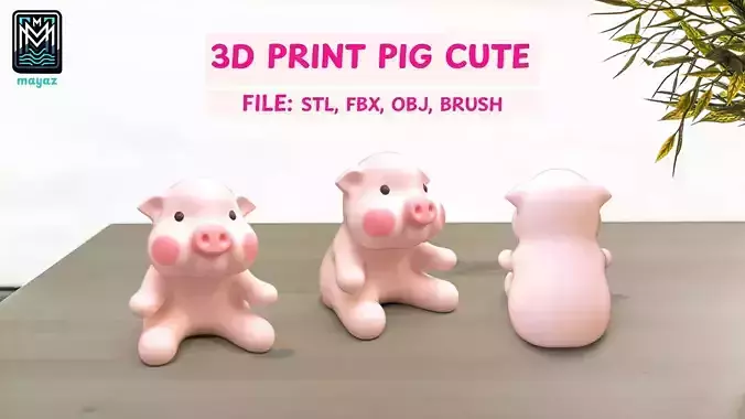 Pig cute 3d print stl
