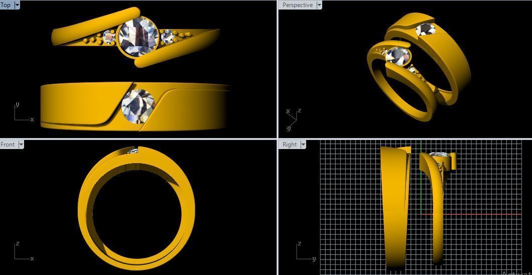Solitaire and Cluster Ring 3dm file 3D print model_2