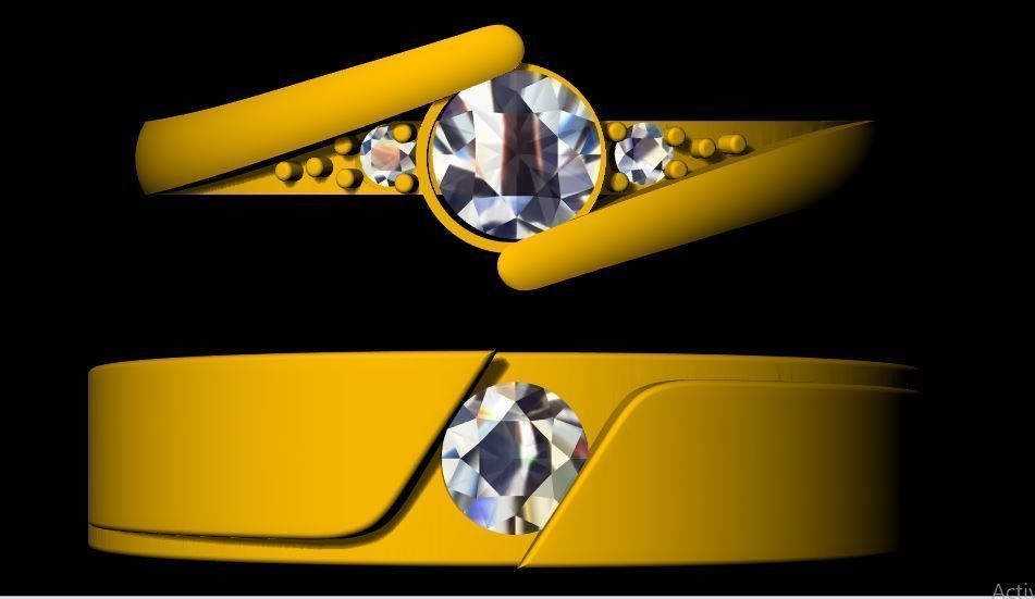 Solitaire and Cluster Ring 3dm file 3D print model_7