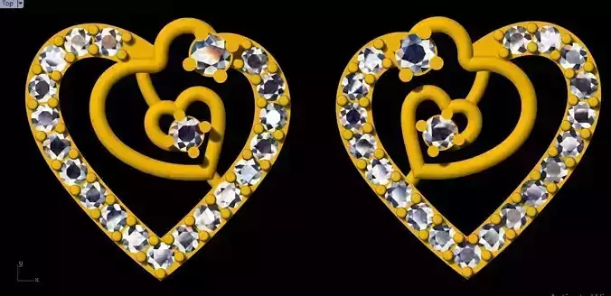 Heart Stud Earrings 3dm file 3D print model