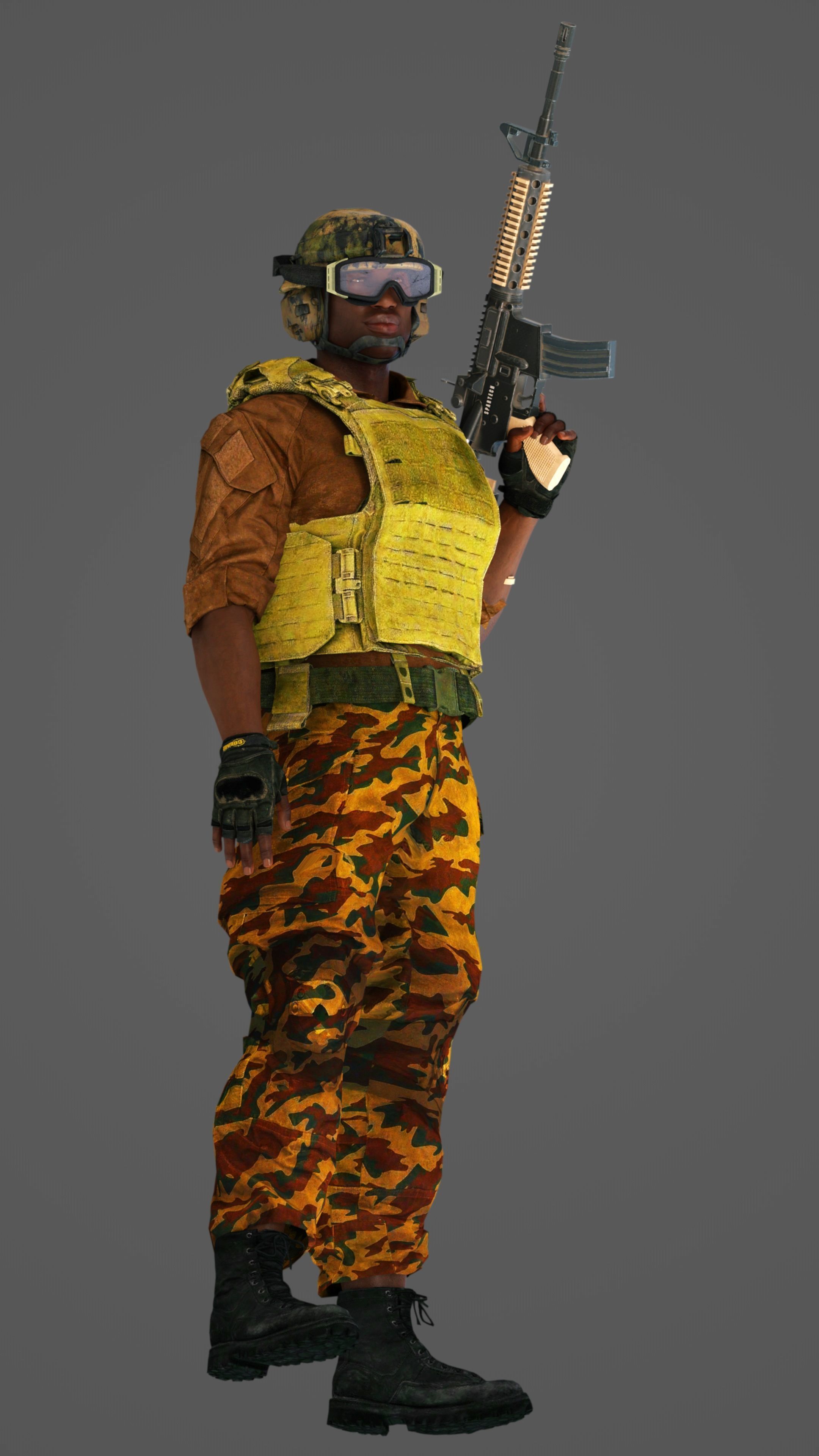 African American Military Mercenary Soldier  3D model_10