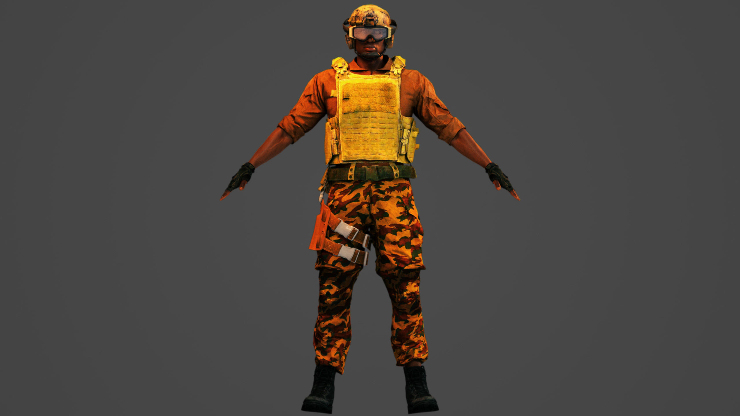 African American Military Mercenary Soldier  3D model_4