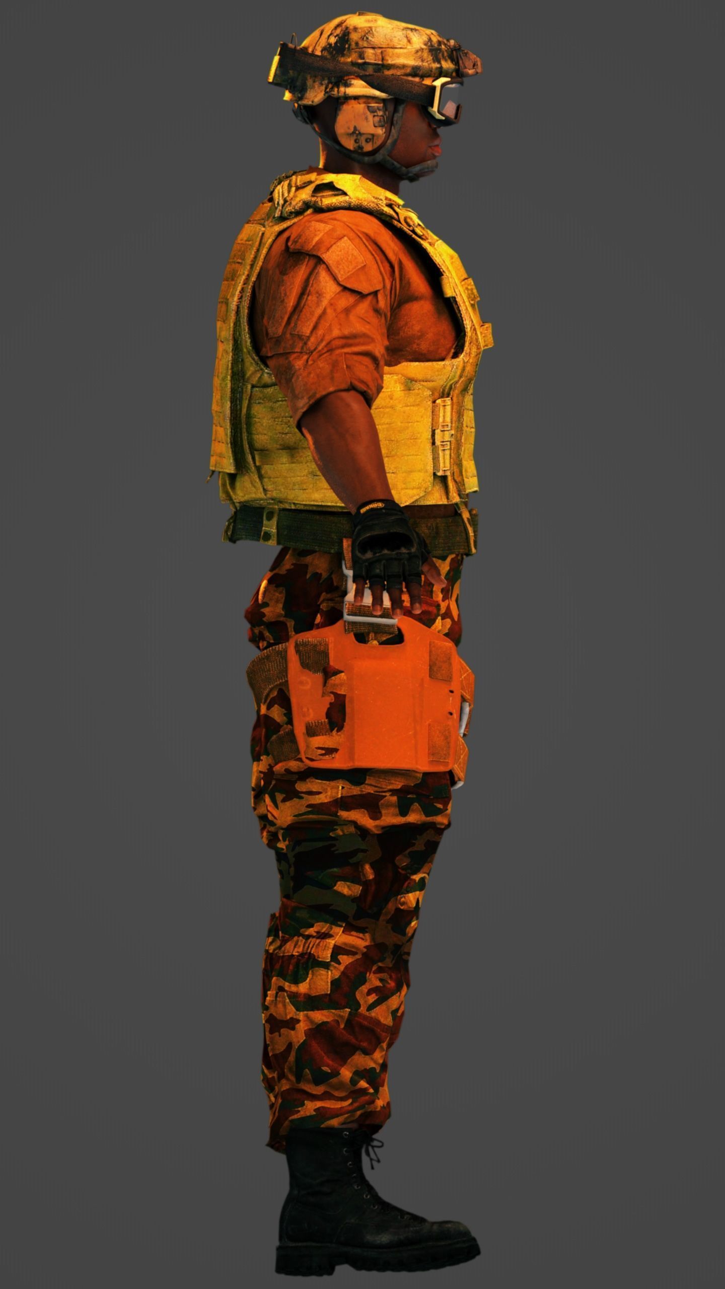 African American Military Mercenary Soldier  3D model_5