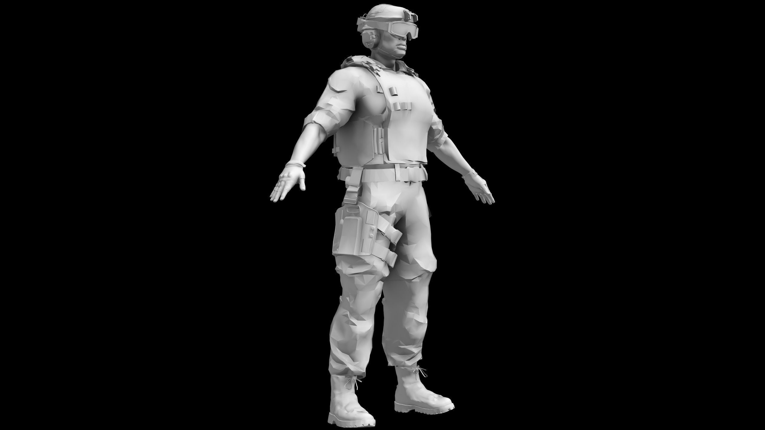 African American Military Mercenary Soldier  3D model_2