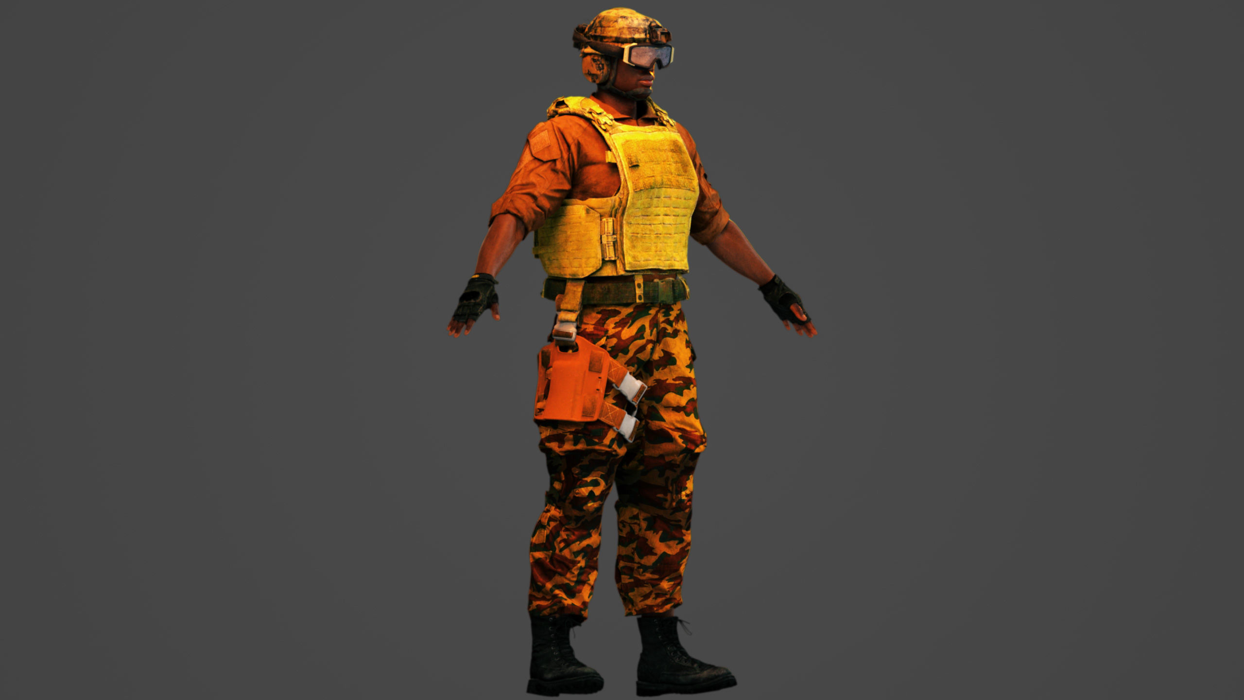 African American Military Mercenary Soldier  3D model_3