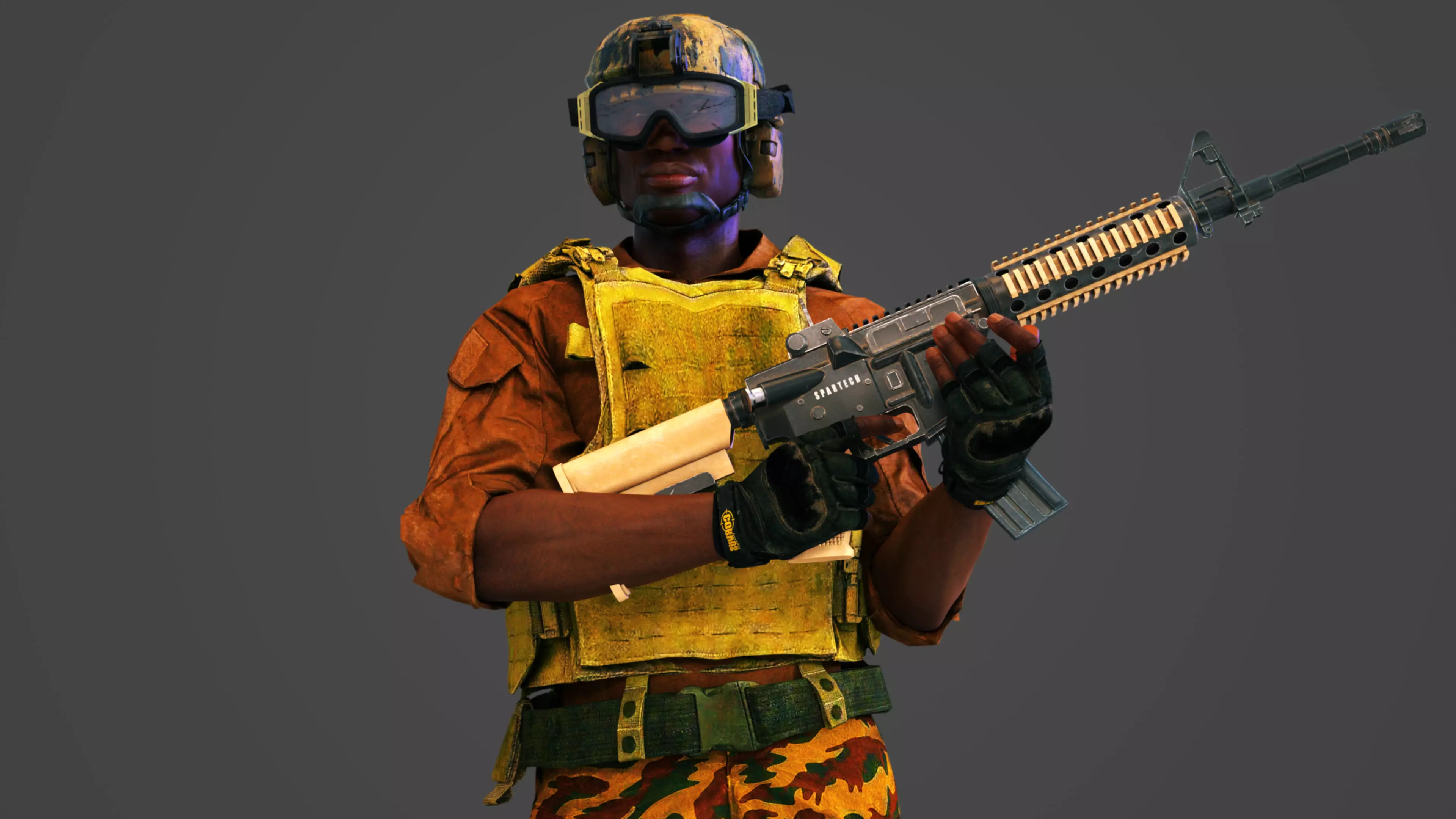 African American Military Mercenary Soldier  3D model_0