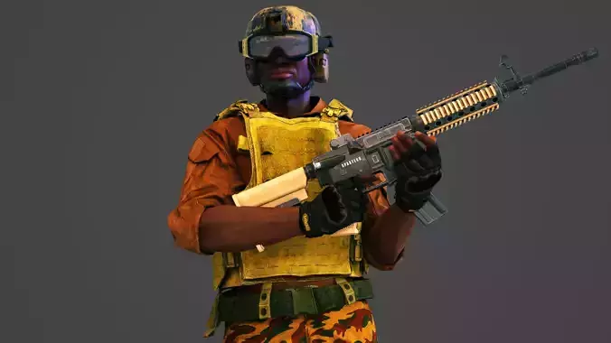 African American Military Mercenary Soldier 