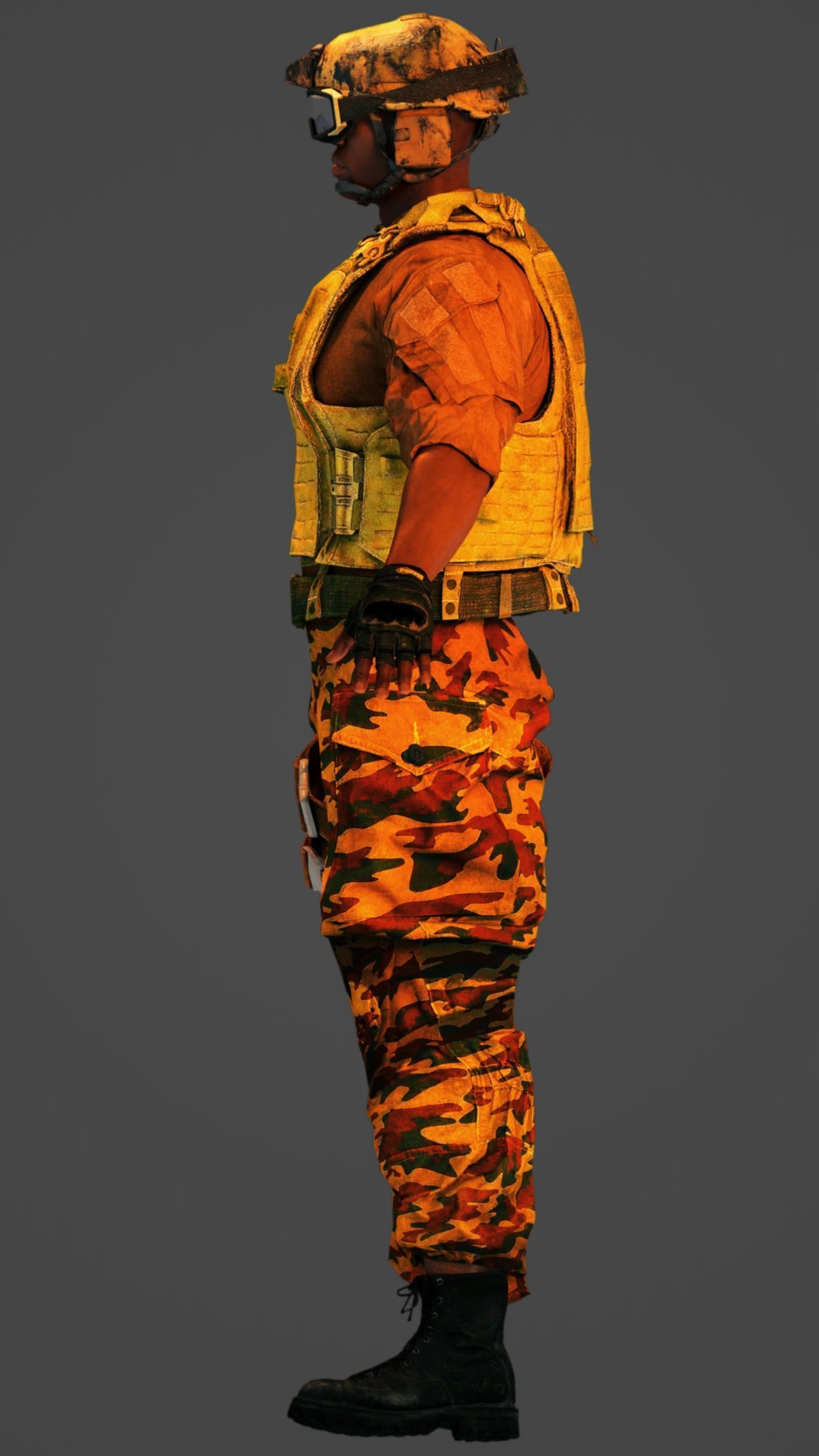 African American Military Mercenary Soldier  3D model_6