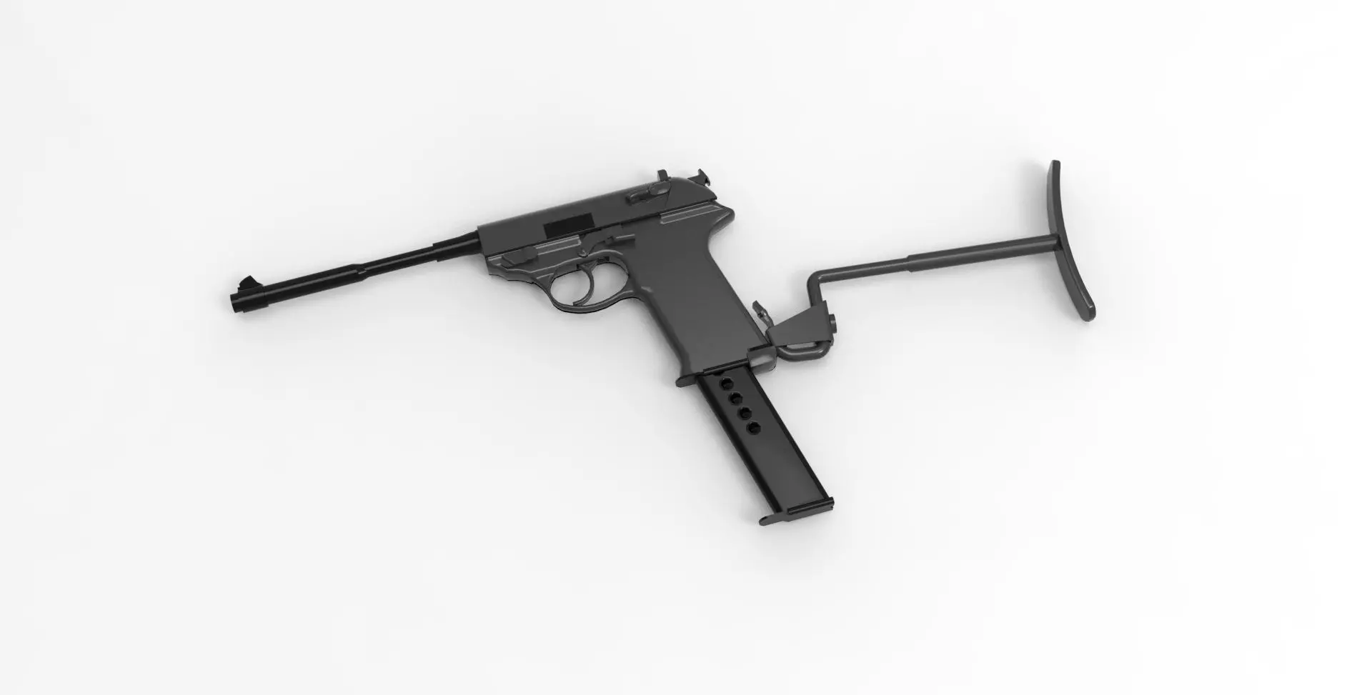 Walther P38 semi-automatic pistol 3D model_0