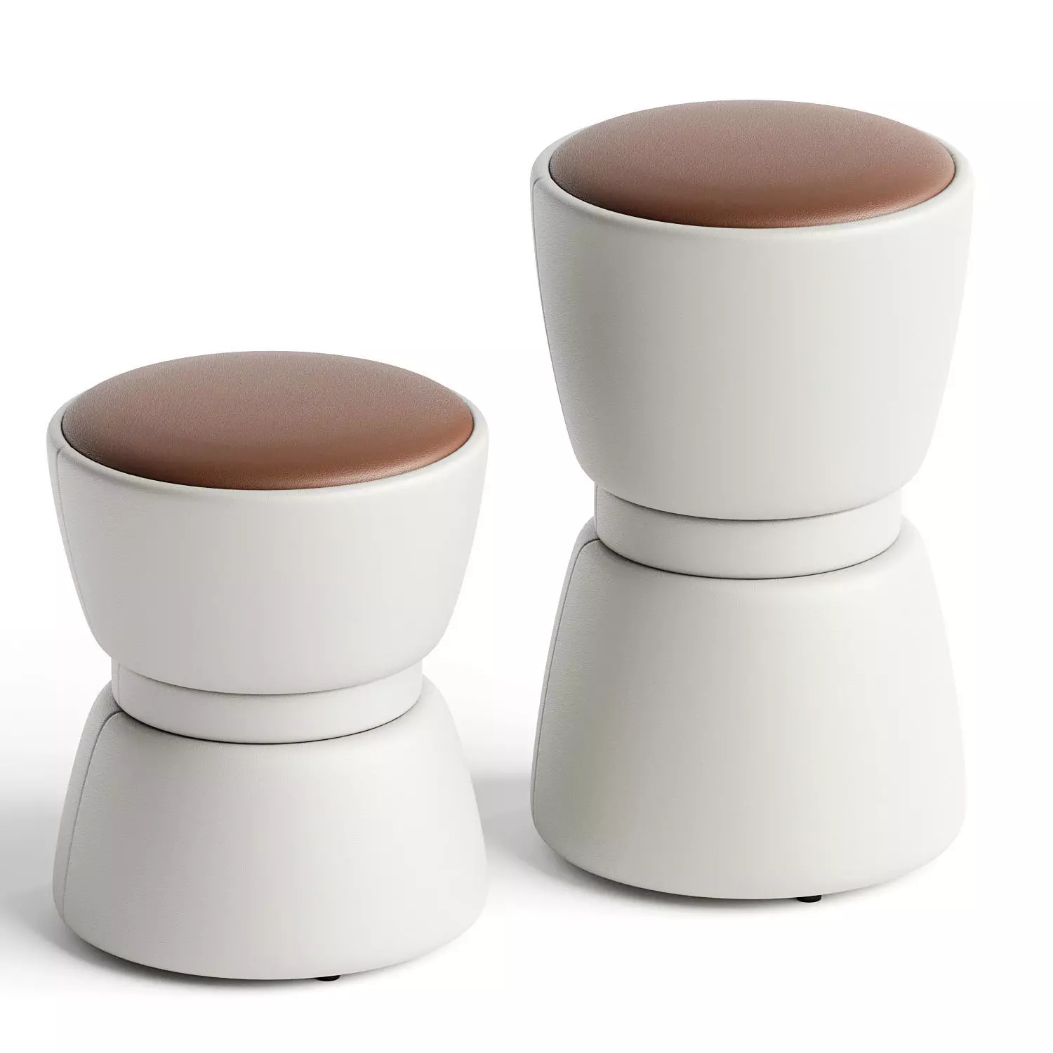 Minimalist PU Leather Ottoman 3D model_0