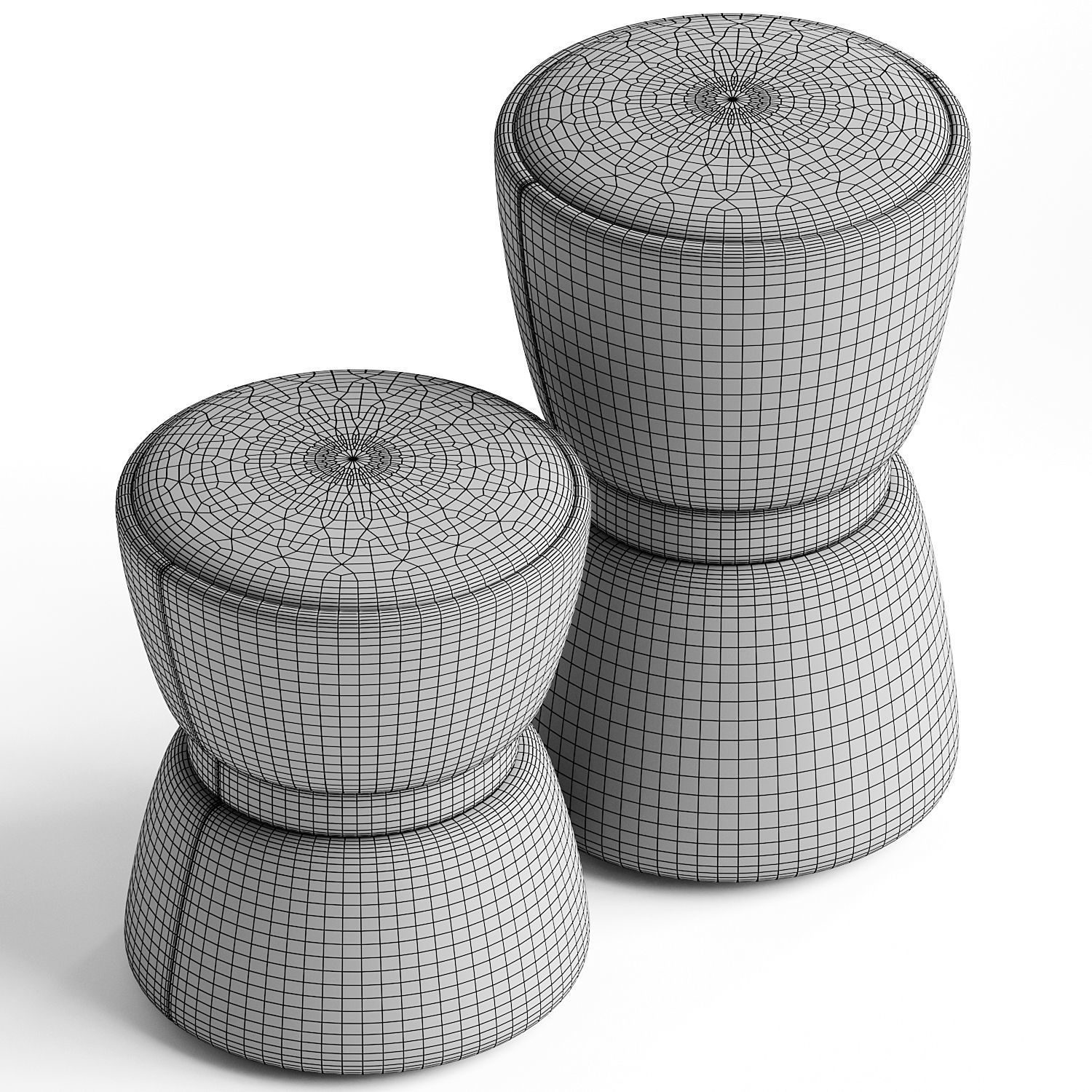 Minimalist PU Leather Ottoman 3D model_2
