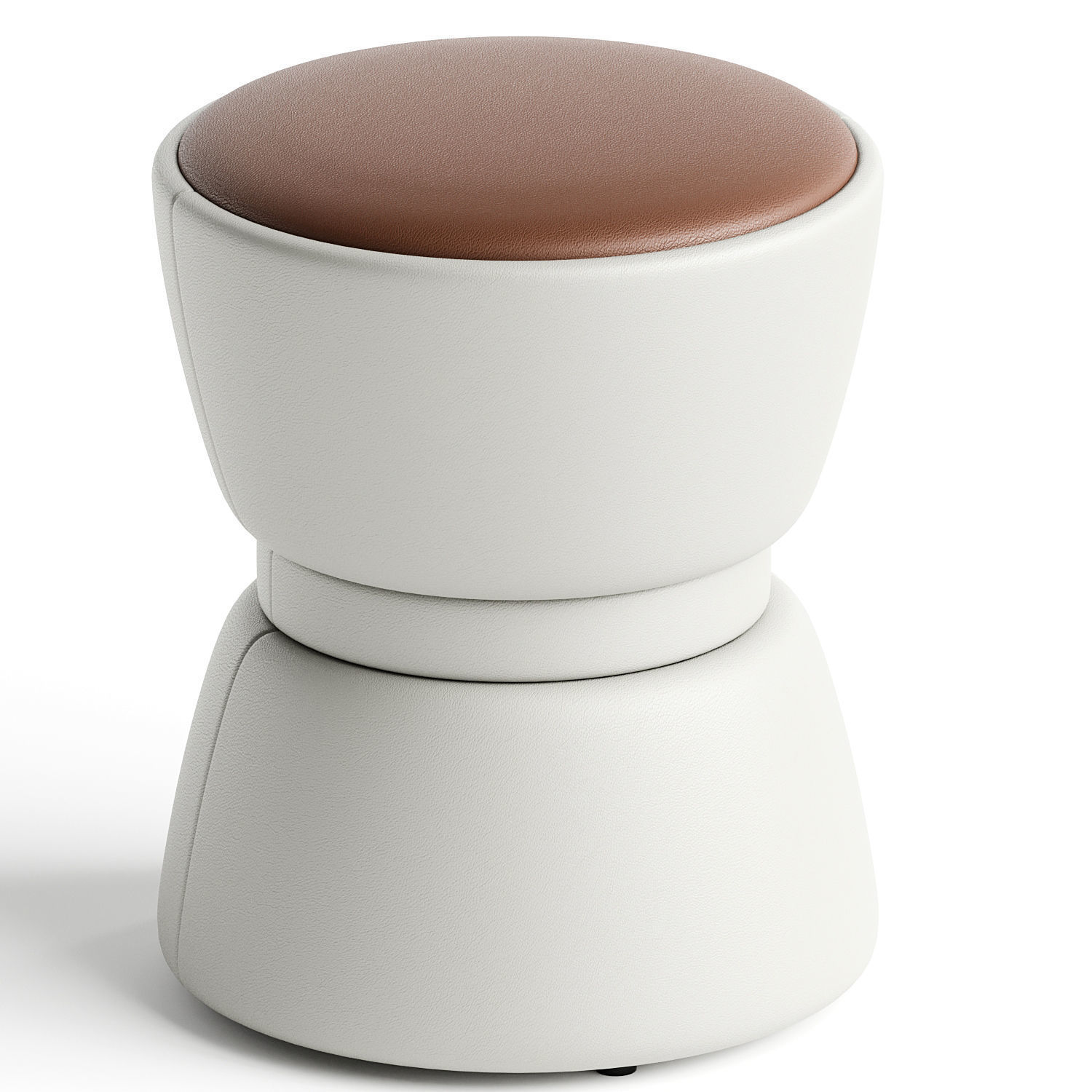 Minimalist PU Leather Ottoman 3D model_1