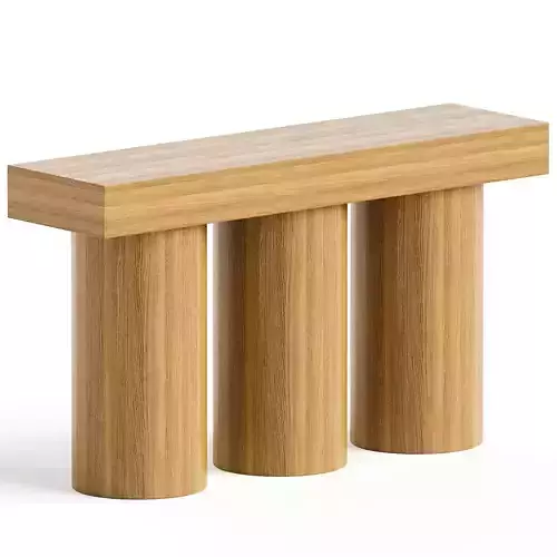 Brutalist Console Table in Wood Veneer
