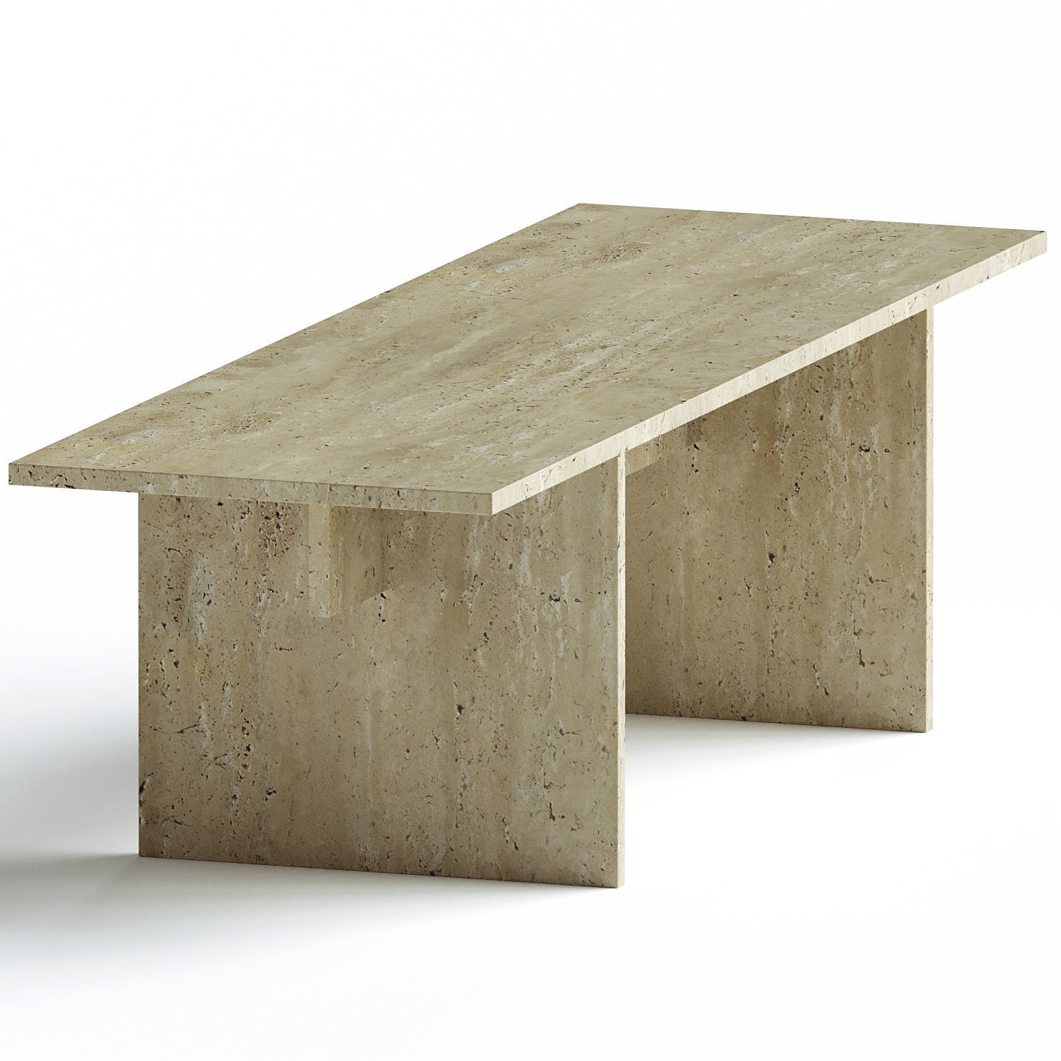 Vondel Coffee Table Bench Handcrafted in Travertine 3D model_1