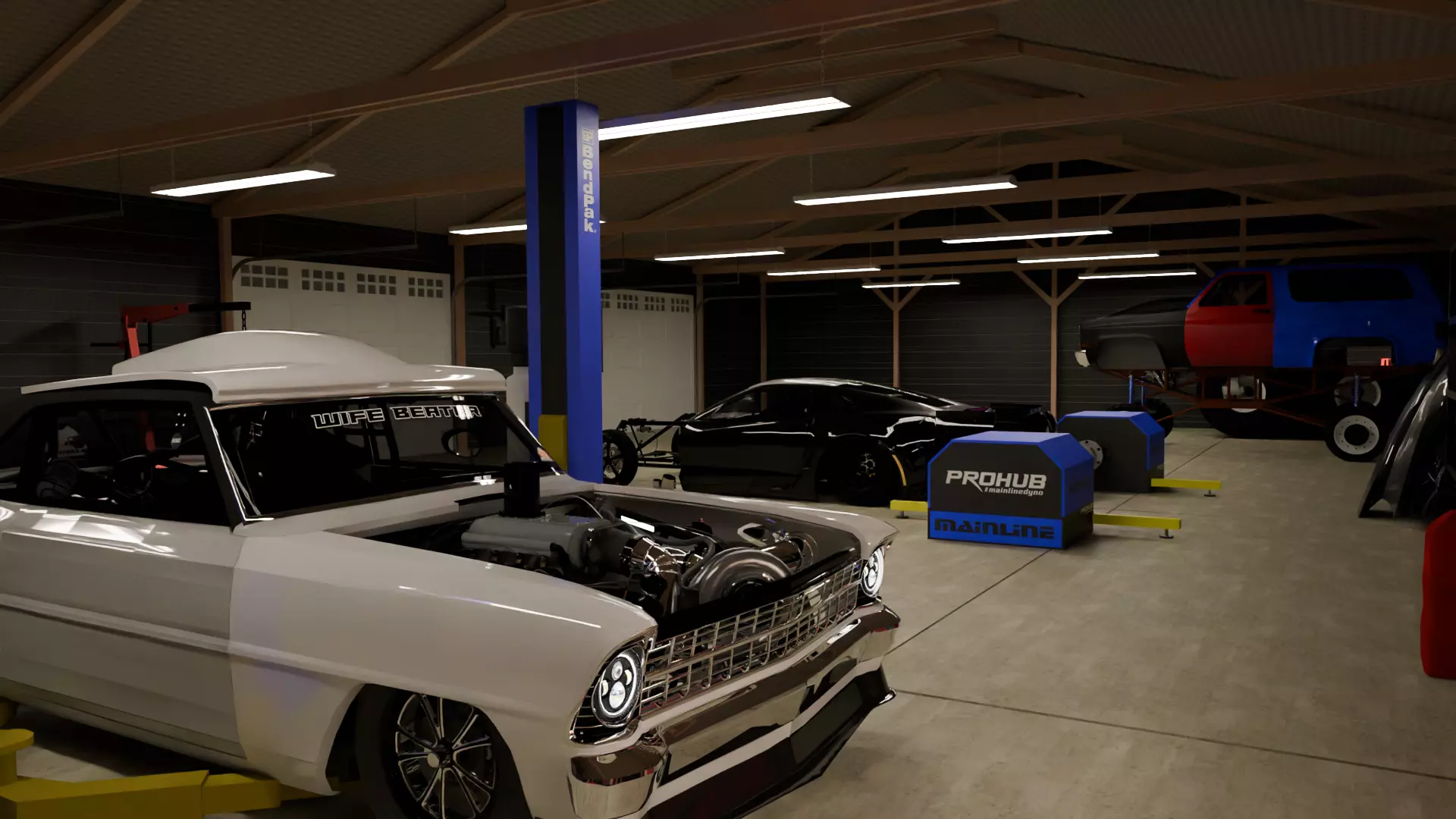 Modern Garage Render Scene 3D model_0