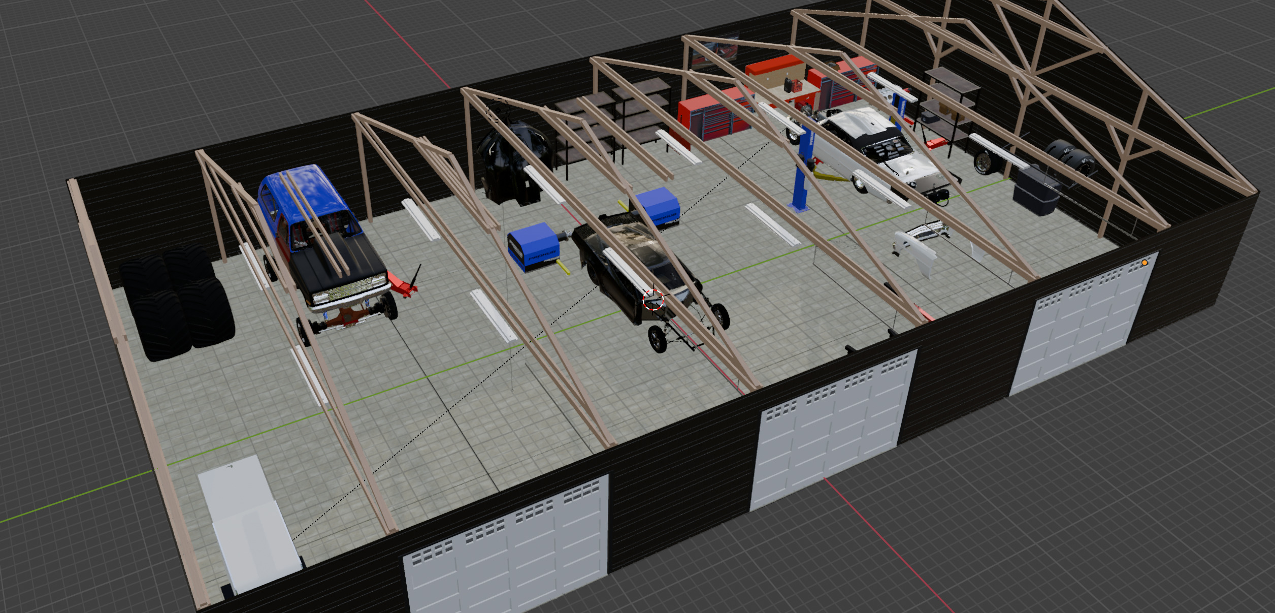 Modern Garage Render Scene 3D model_3