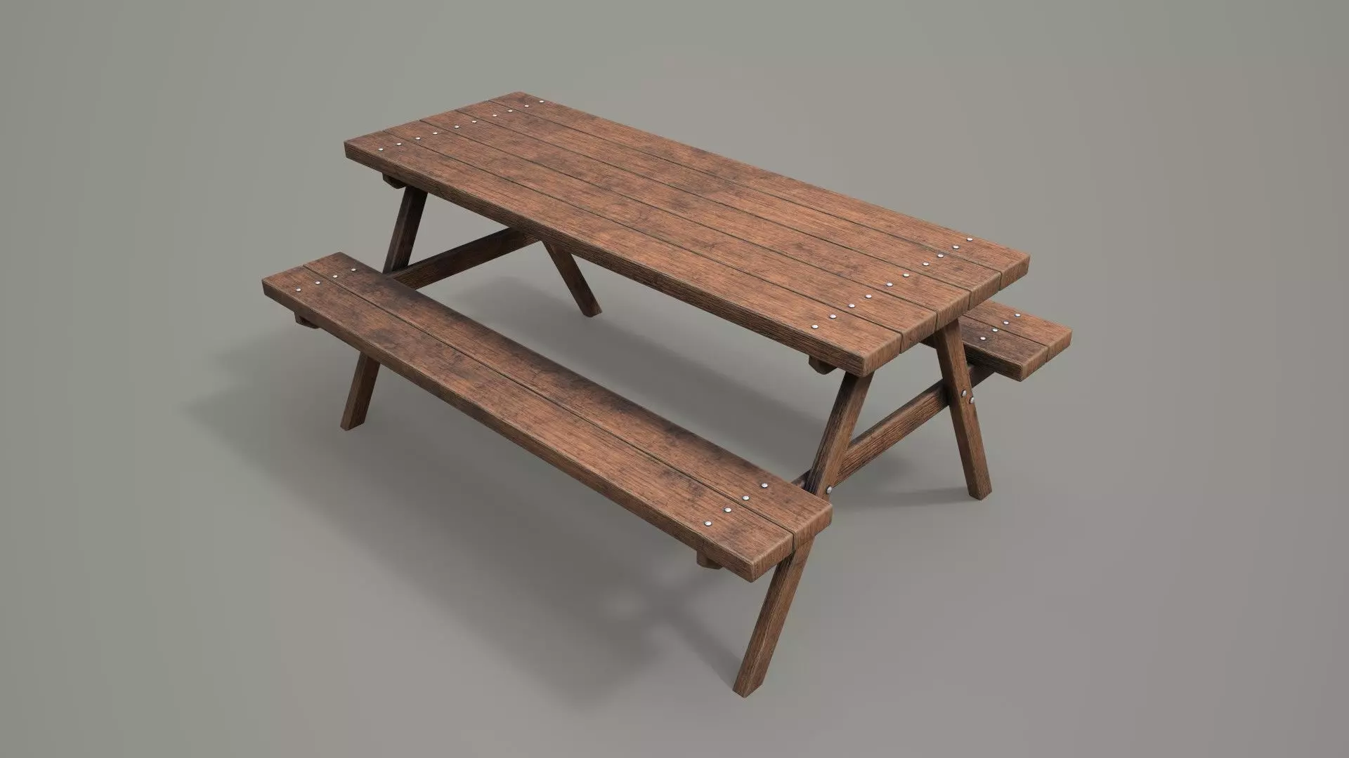 Outdoor Bench -LOD1-2-3 Shadow Proxy - Game Ready Low-poly 3D model