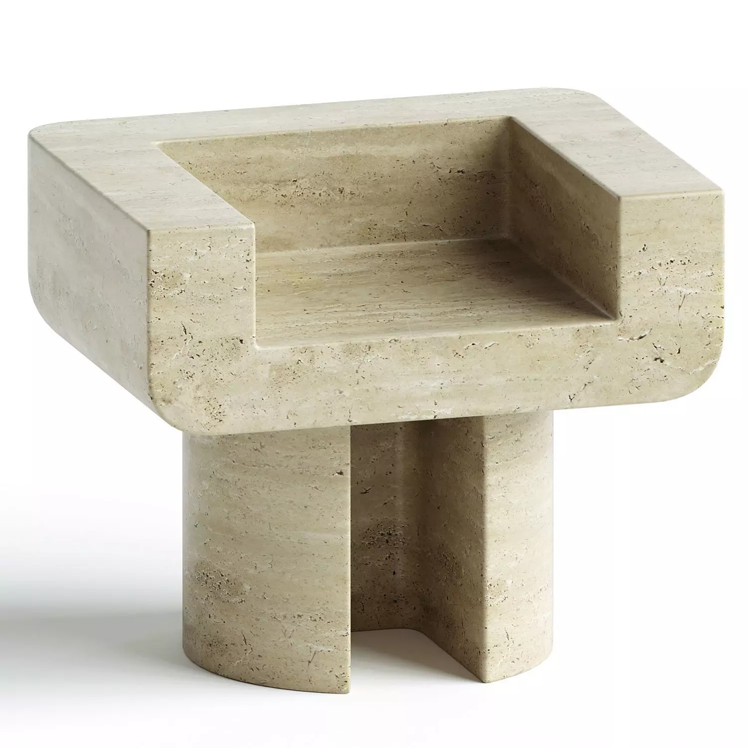 M 001 Chair by Monolith Studio Travertine 3D model_0