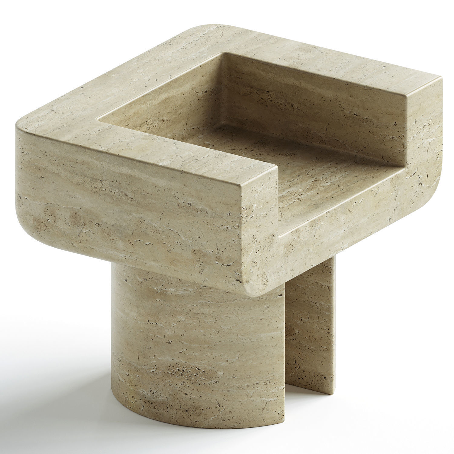 M 001 Chair by Monolith Studio Travertine 3D model_1