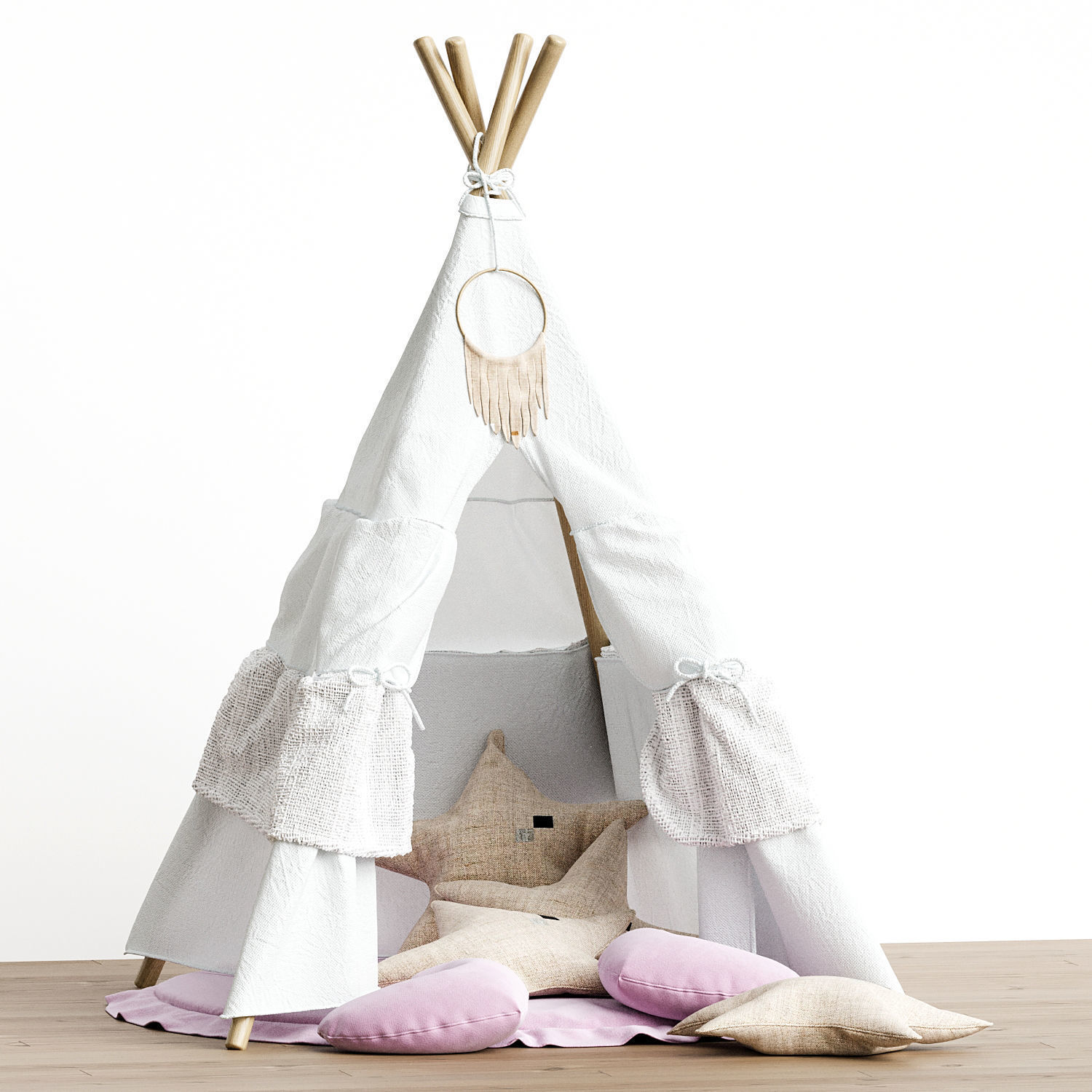 Childs teepee White Angel Set 3D model_1
