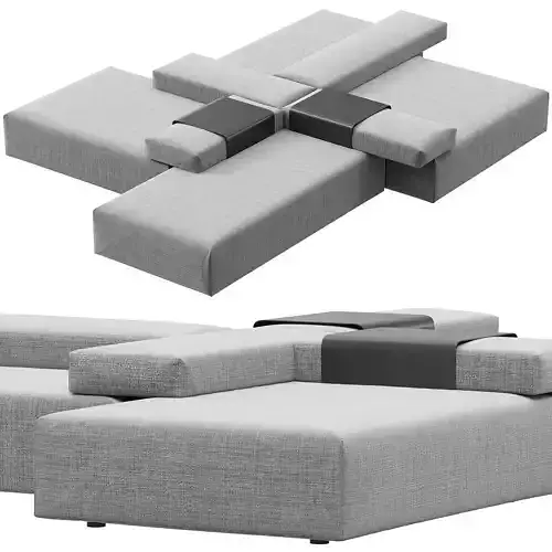 CINDER BLOCK modular sofa design Luca Nichetto Combination 07 3D model