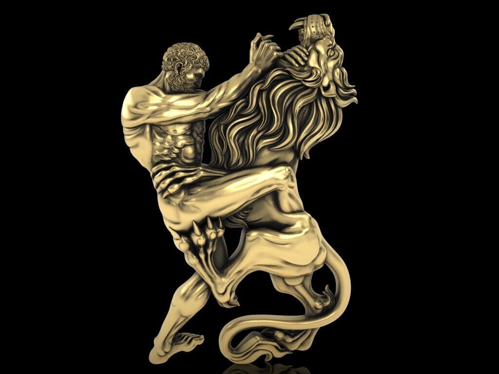 Hercules and the Nemean Lion 3D print model_4