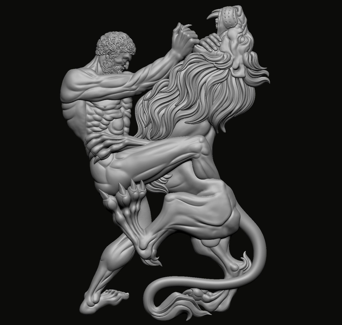 Hercules and the Nemean Lion 3D print model_1