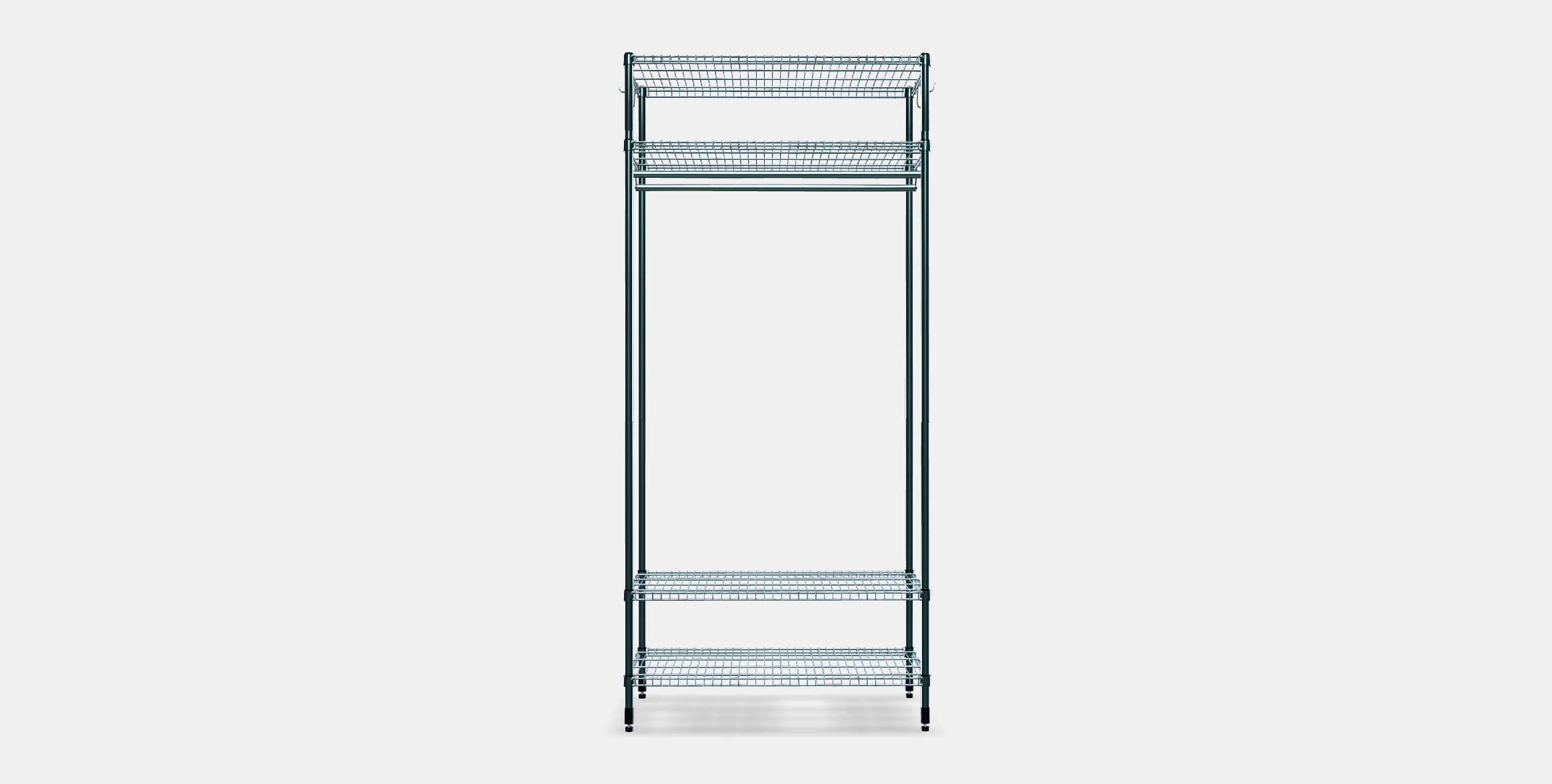 OMAR Bookcase with clothes rack Low-poly 3D model_10