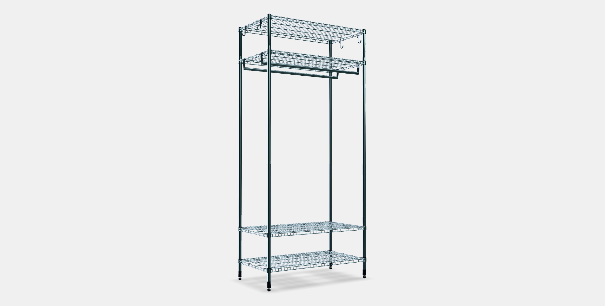 OMAR Bookcase with clothes rack Low-poly 3D model_3