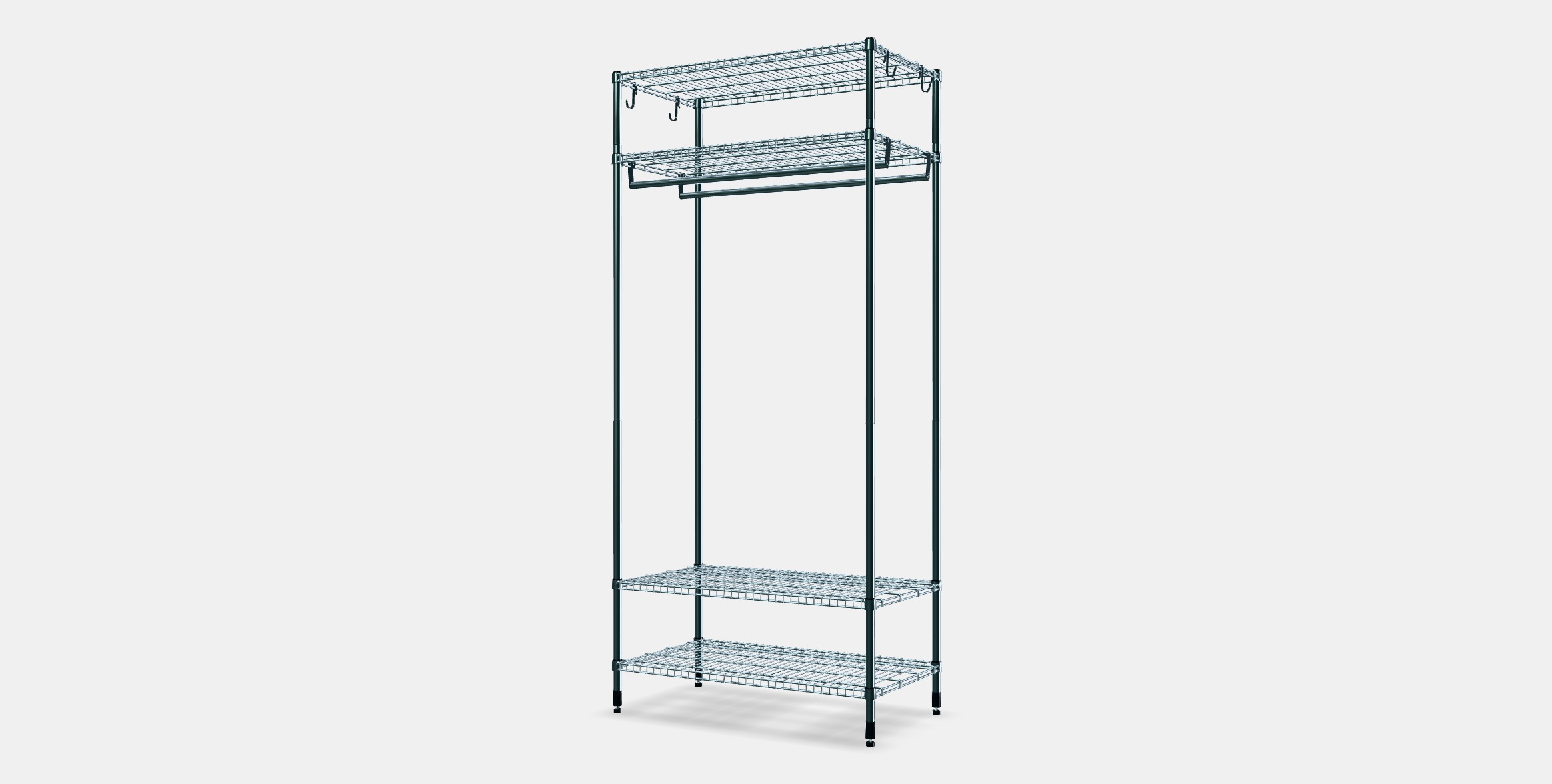 OMAR Bookcase with clothes rack Low-poly 3D model_12