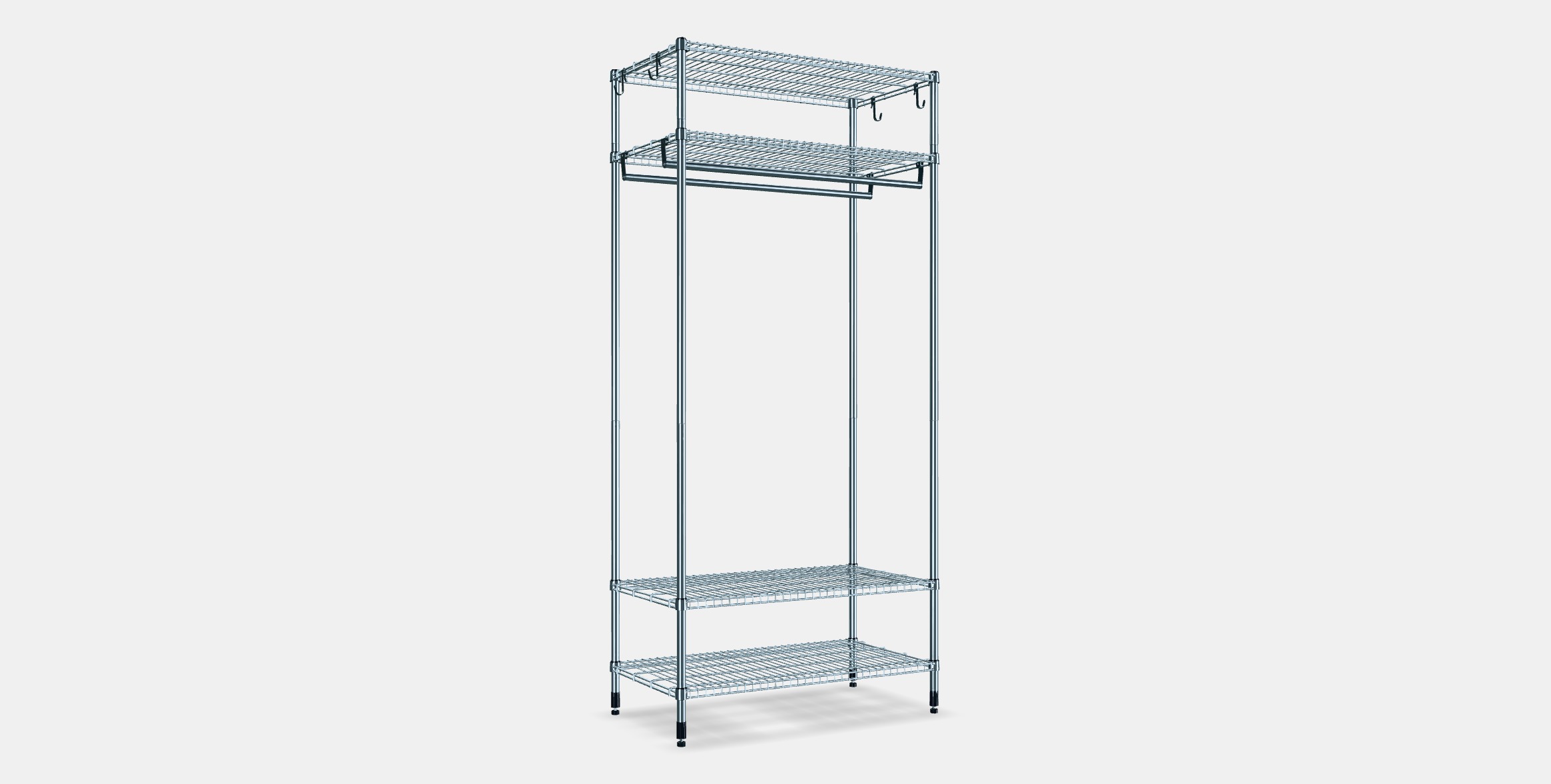 OMAR Bookcase with clothes rack Low-poly 3D model_16