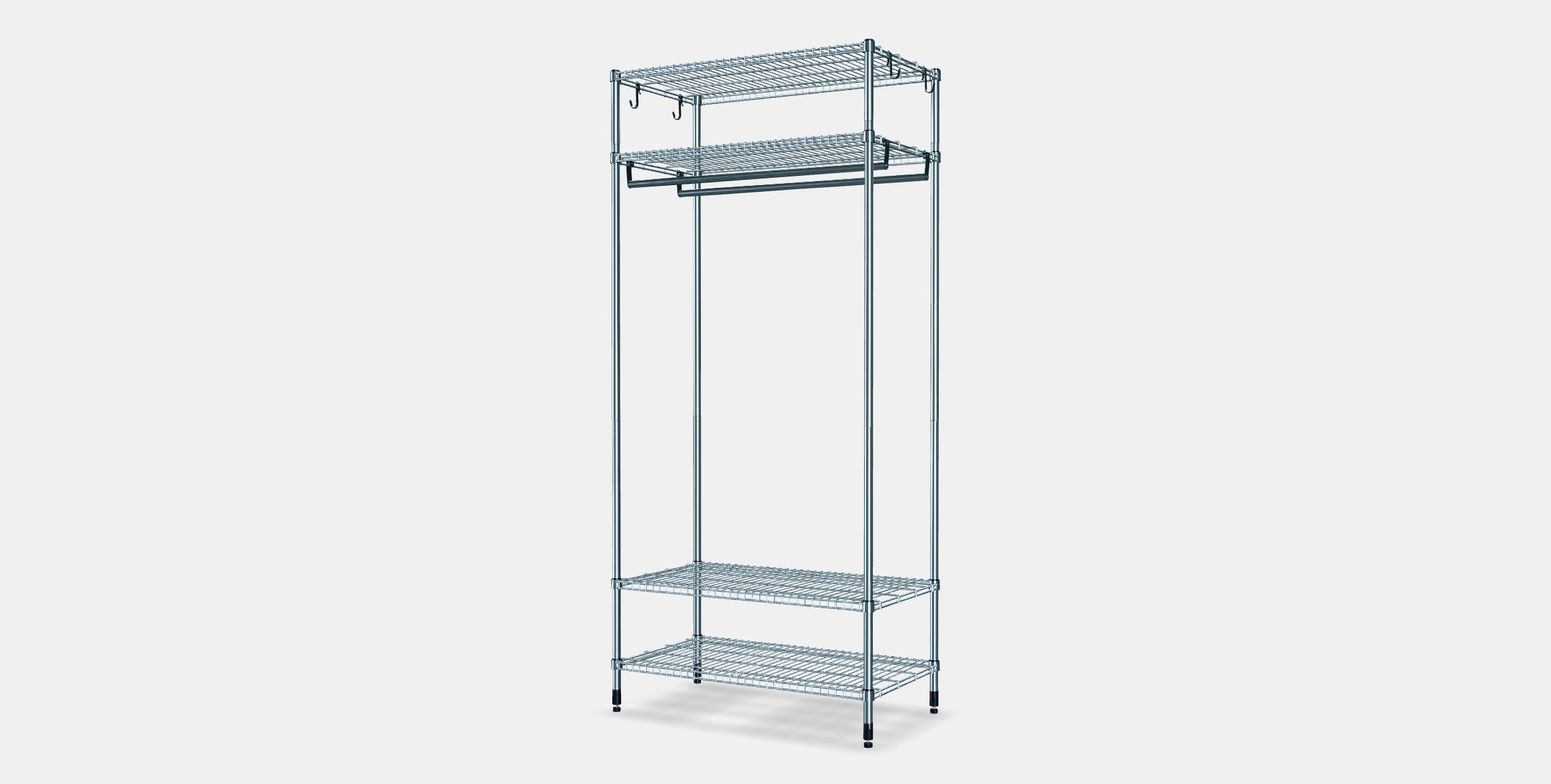 OMAR Bookcase with clothes rack Low-poly 3D model_5