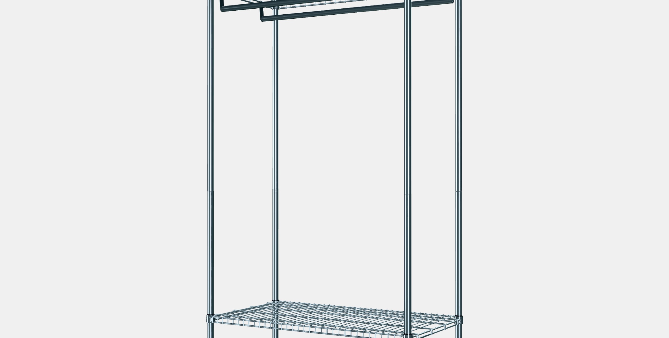 OMAR Bookcase with clothes rack Low-poly 3D model_6