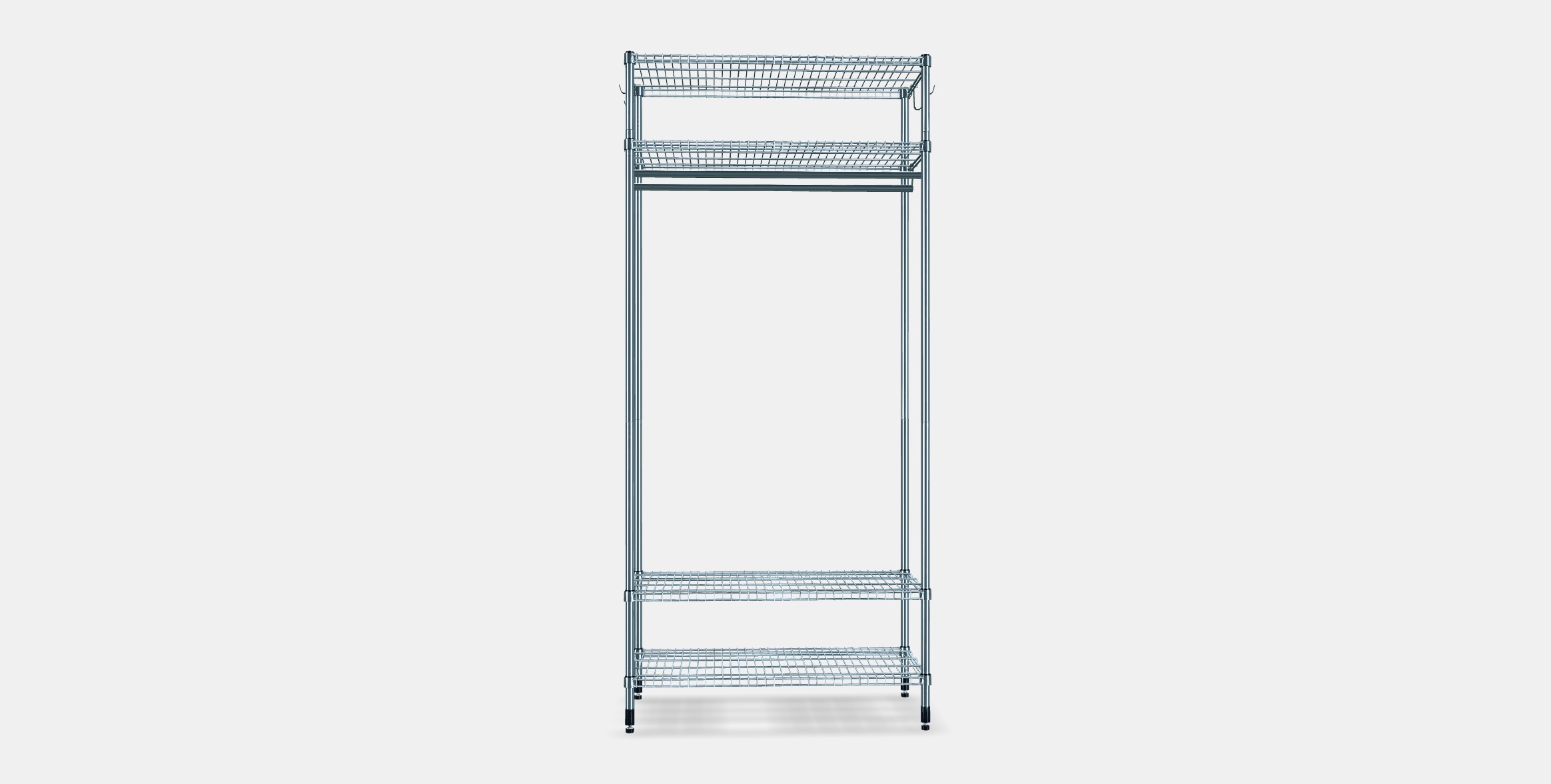 OMAR Bookcase with clothes rack Low-poly 3D model_14