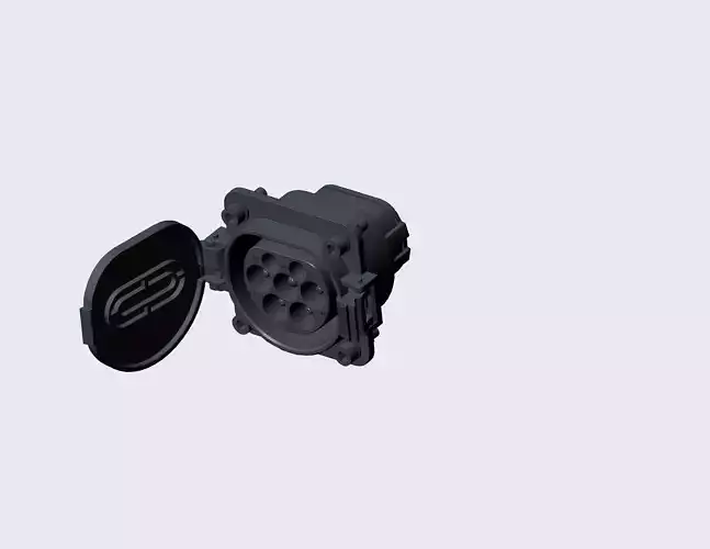Type2 vehicle inlet up to 480V 3ph 63A or 1ph 70A no nose 3D model