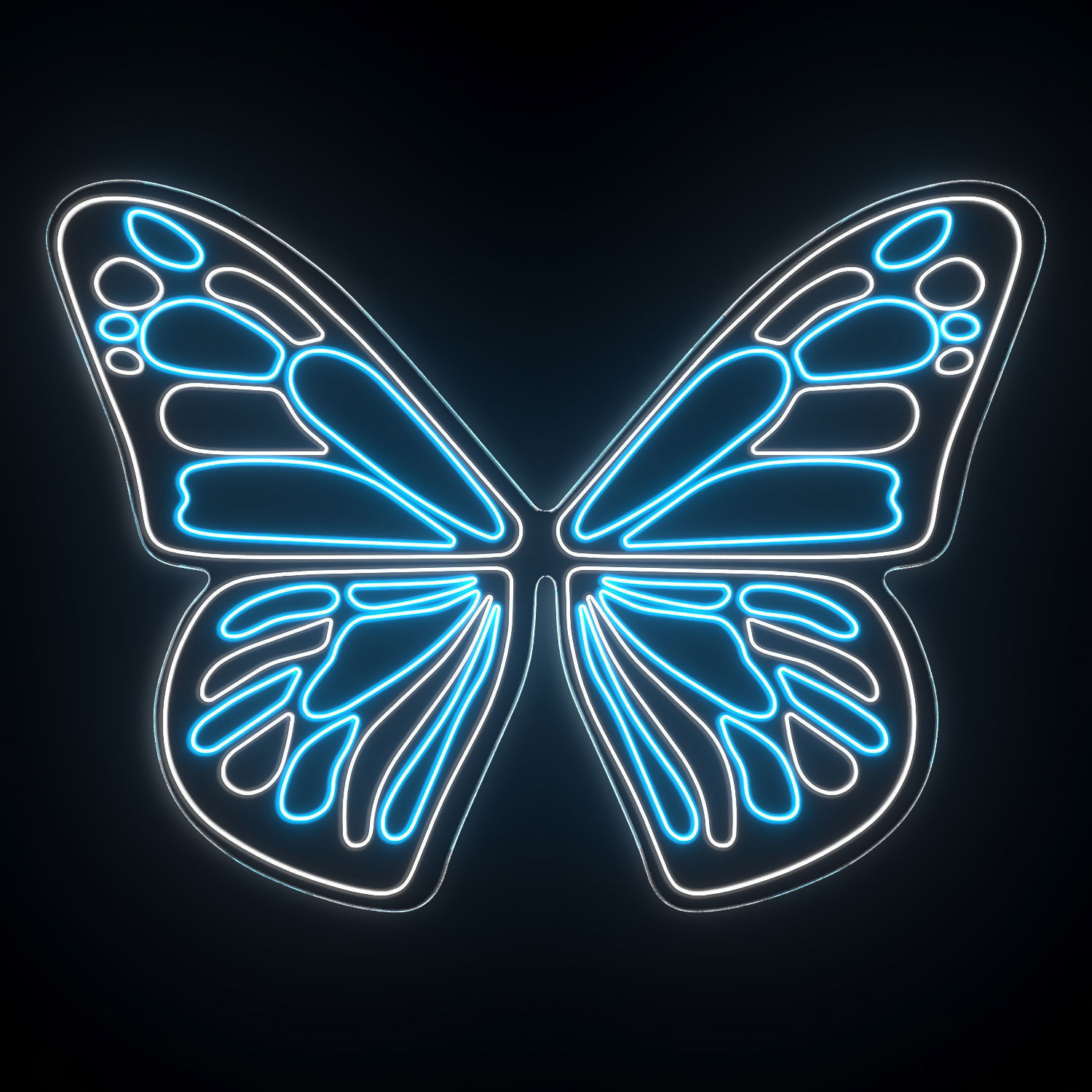 Butterfly Wings Neon Sign 3D model_1