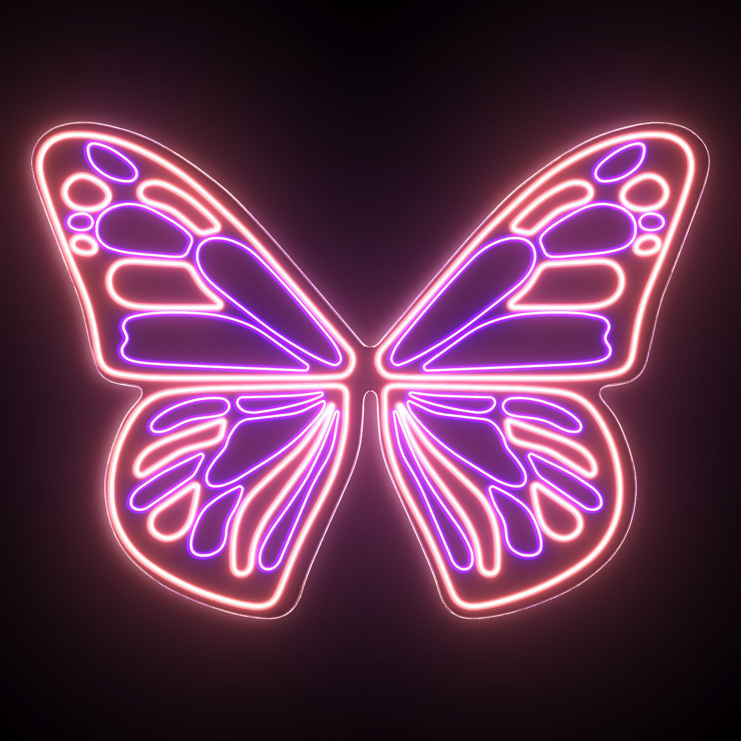 Butterfly Wings Neon Sign 3D model_3