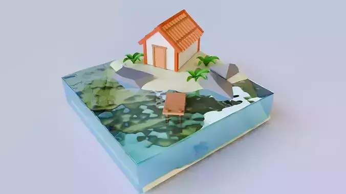 LowPoly island with house