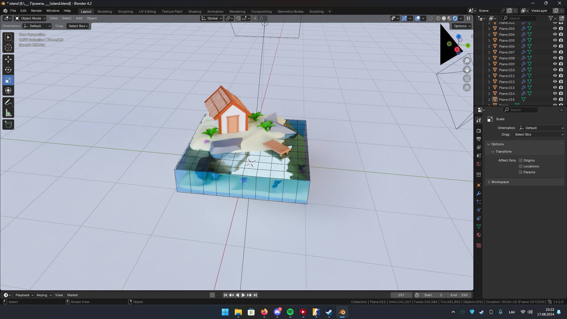LowPoly island with house Low-poly 3D model_2
