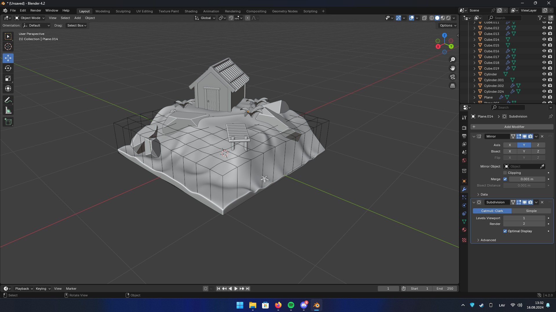 LowPoly island with house Low-poly 3D model_3