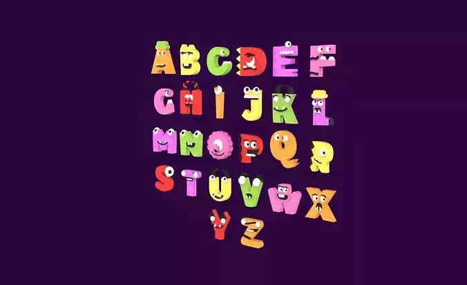 Cartoon Alphabet Halloween 005 Low-poly 3D model