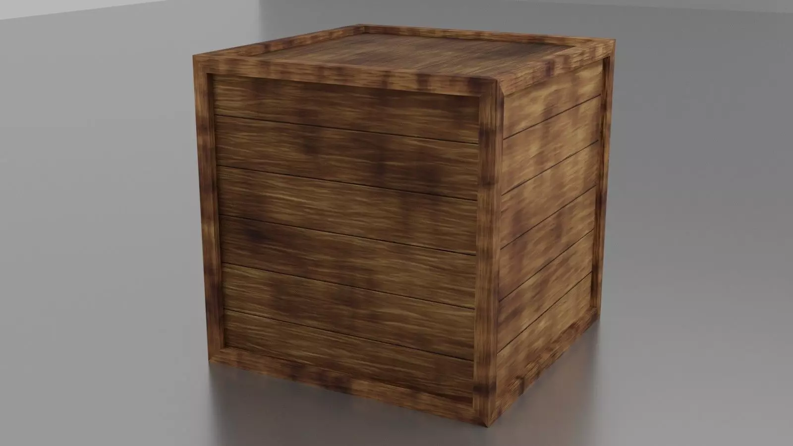 Wooden Box Yellow Brown Low-poly 3D model_0