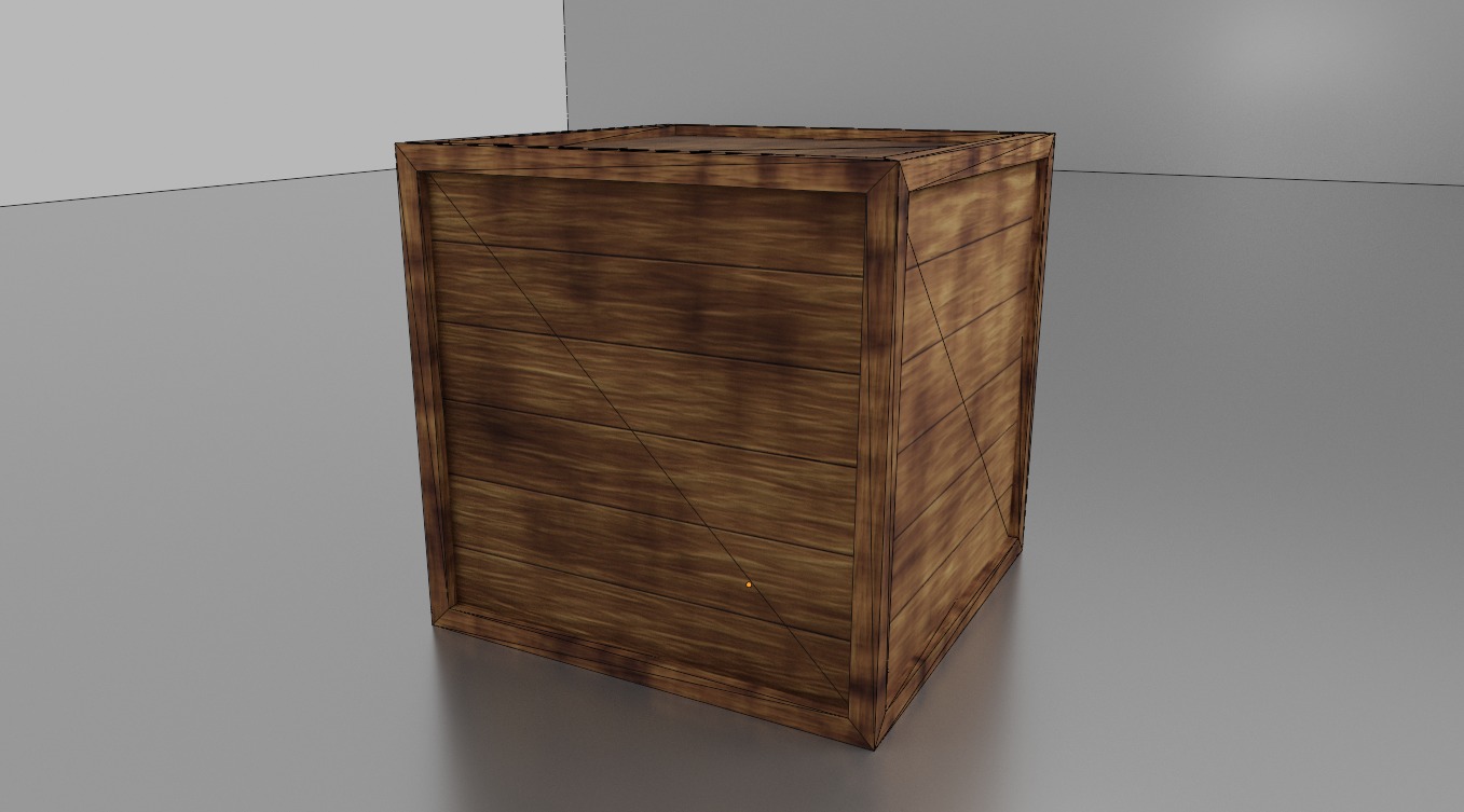 Wooden Box Yellow Brown Low-poly 3D model_1