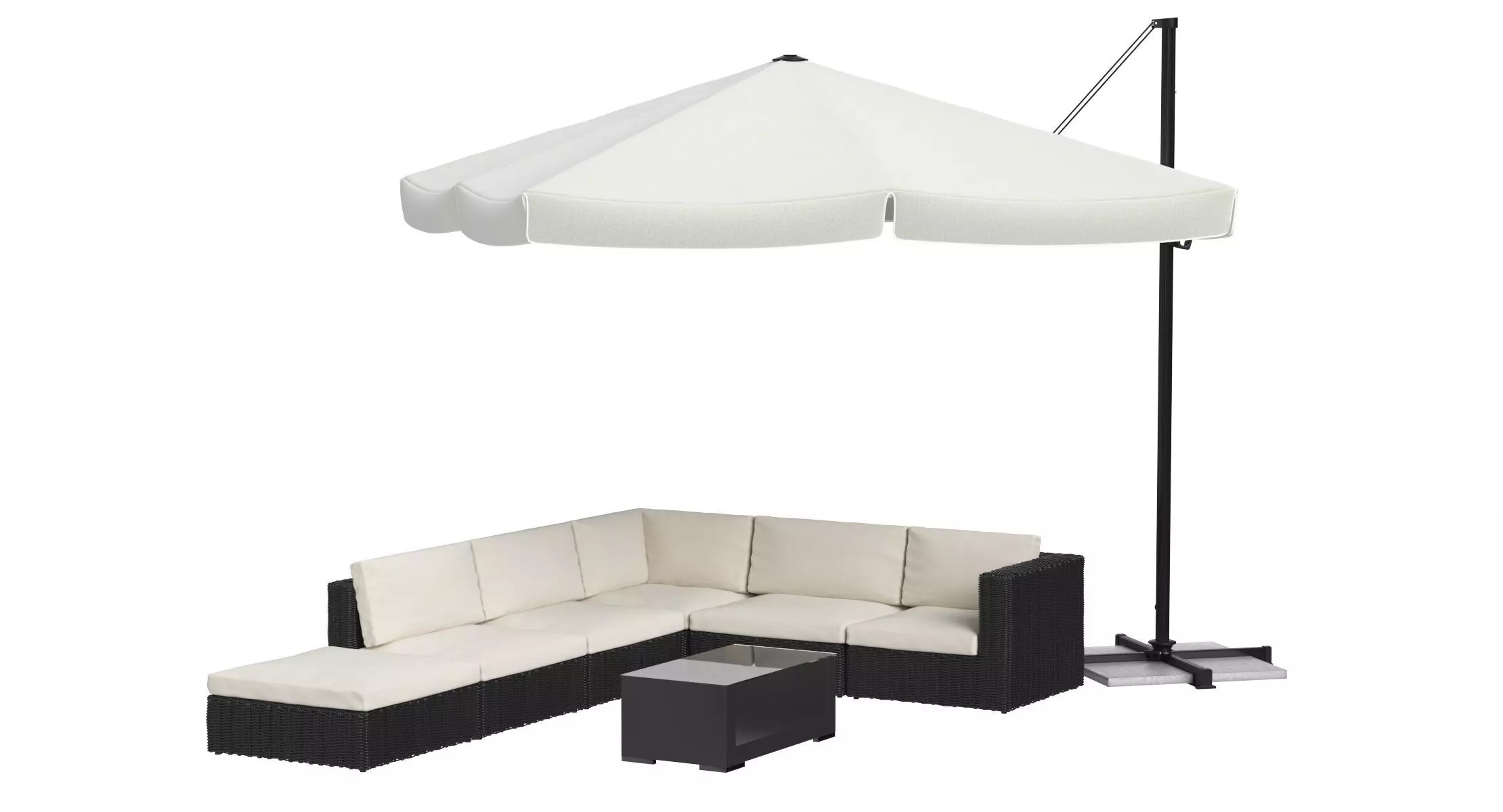 Garden Furniture with Sunshade 3D model_0